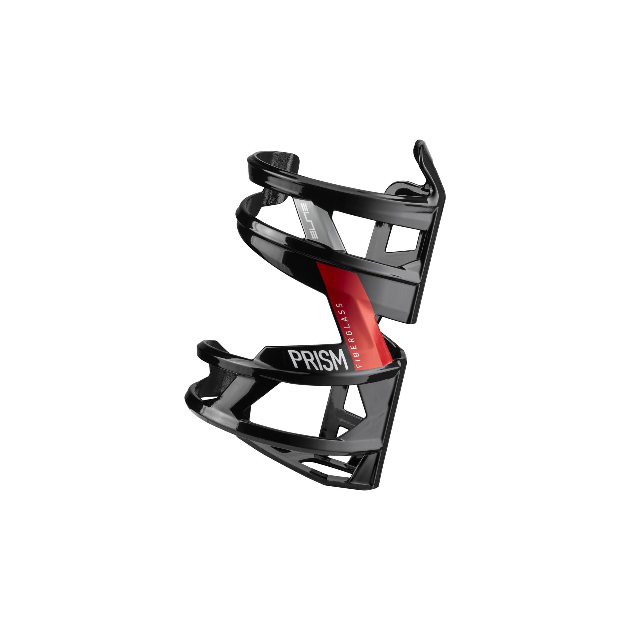 Elite Prism Left Bottle Cage, Matte Black with Red Graphic – Ergonomic and Space-Saving Design for MTB