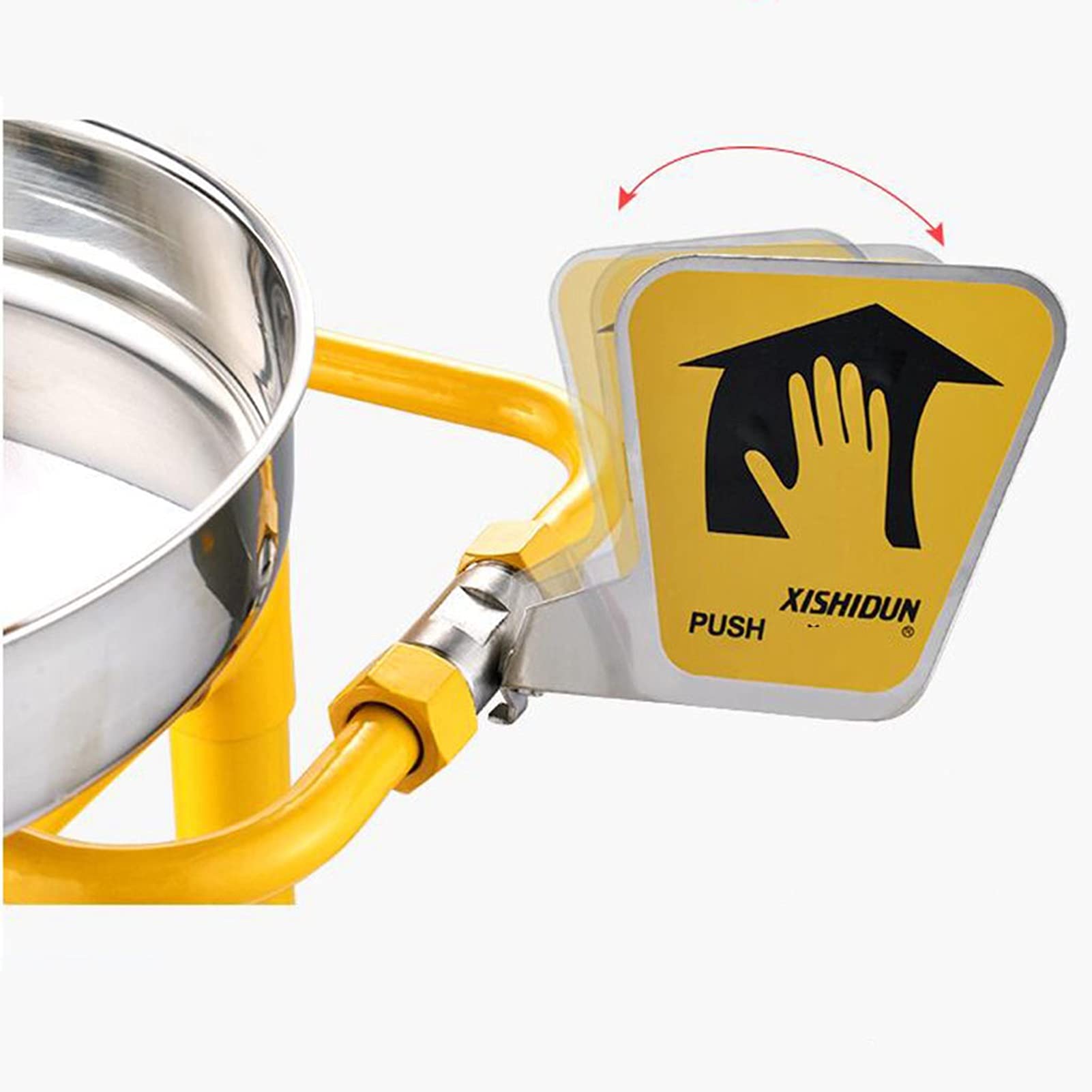 Station de Lavage Oculaire d'urgence Acier Inoxydable Station de Lavage Oculaire Montée sur Piédestal avec Grand Bol de Lavage des Yeux (Couleur Jaune)