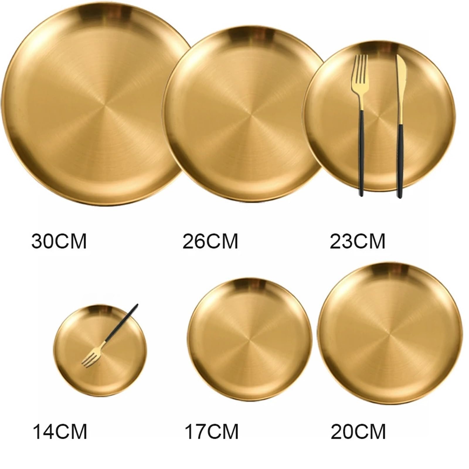 Bandeja de Servicio de Acero Inoxidable 8 Platos Redondos De Acero Inoxidable 20/23/26 Cm, Bandeja Poco Profunda, For Camping, Picnic, Utensilios Cocina(26cm)