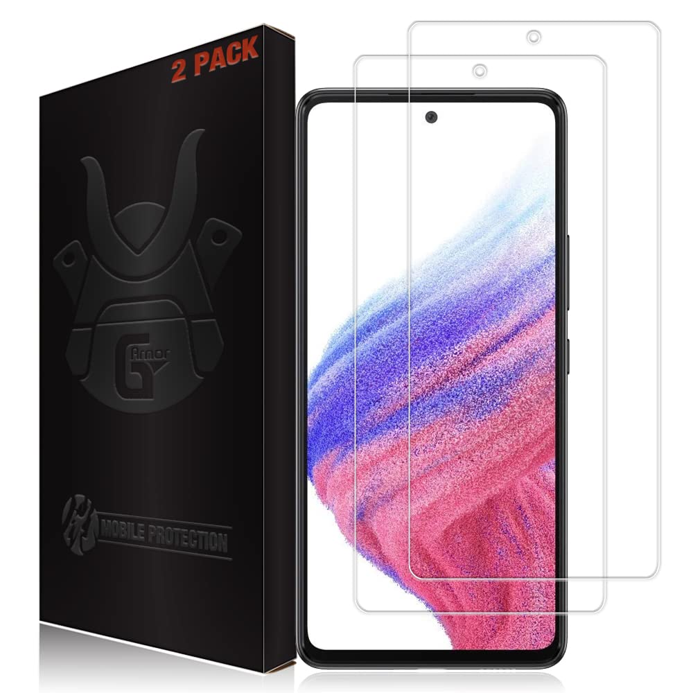 Ultra Clear 2 Pack Tempered Glass Screen Protector for Samsung Galaxy A53-9H Scratch Resistant Protective Screen Saver, Phone Case and Cover Friendly