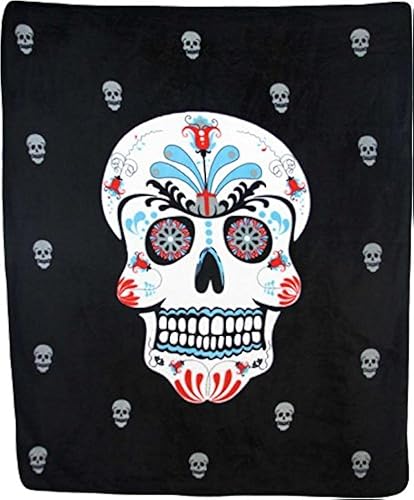 Manta de calavera de azúcar de Halloween súper suave, 50 x 60 pulgadas, para dormitorio, sala de estar, primavera, vacaciones, niños, bebés, adultos