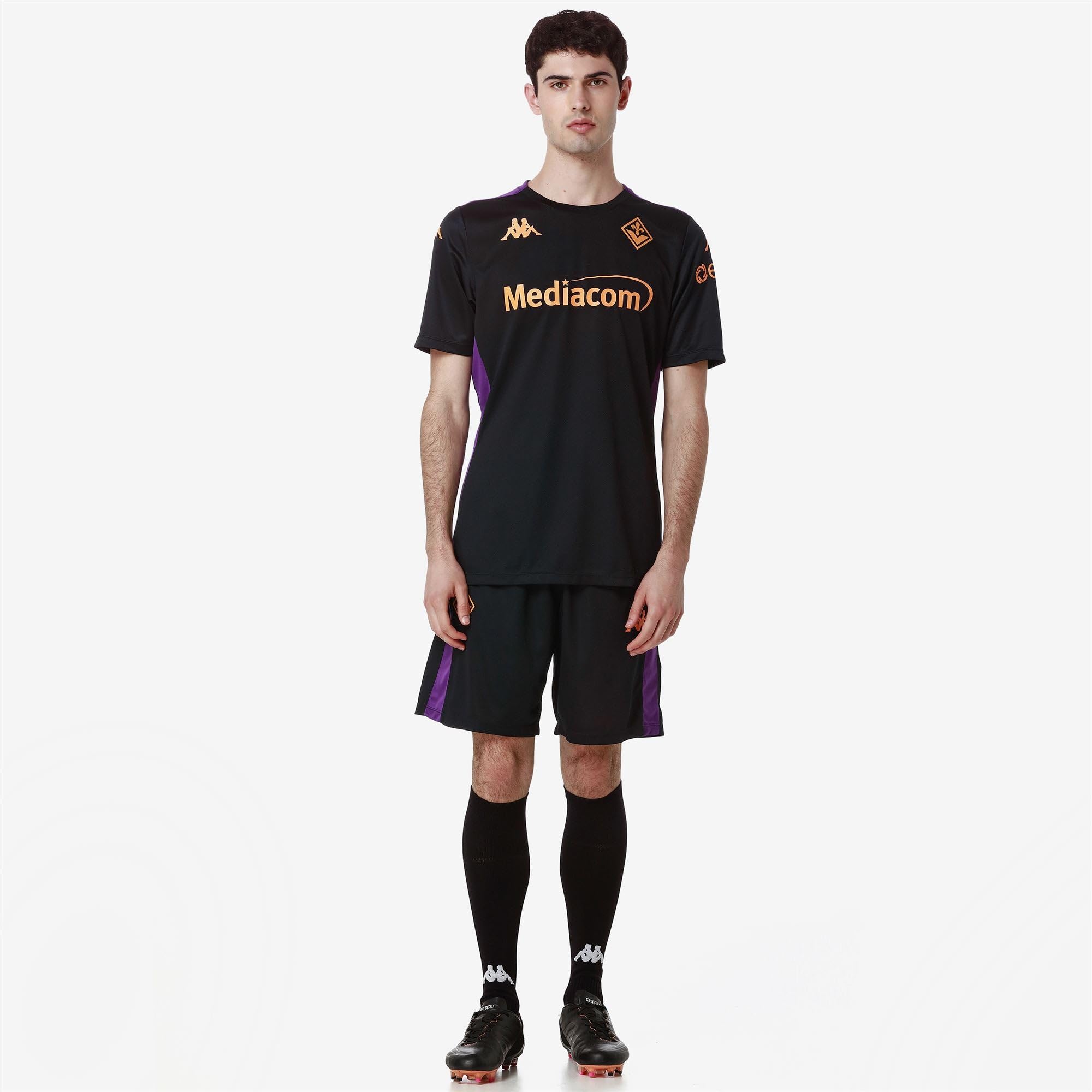 Kappa - Pantaloncini Sportivi, Uomo, Poliestere Riciclato, Calcio, Modello: Ahorazip PRO 8 Fiorentina