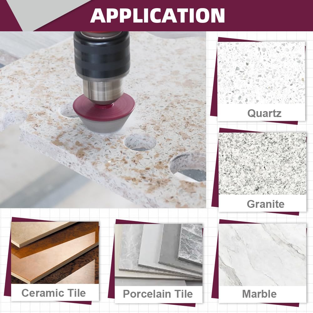 Mèches de Chanfrein Diamant 50mm - Fraise pour Meuler Arrondir Tailler les Trous dans le Carrelage Céramique Porcelaine Marbre Granit, Tige Hexagonale