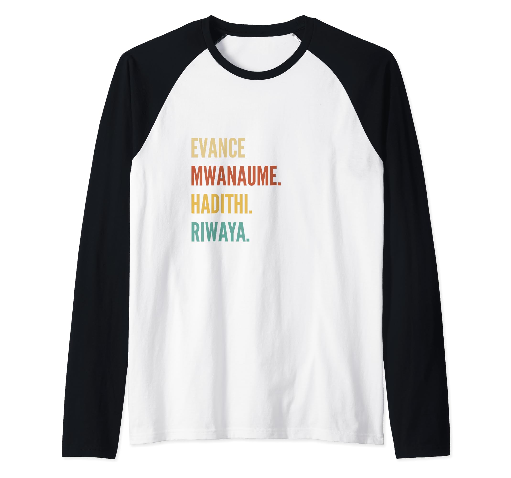 Funny Swahili First Name Design - Evance Raglan Baseball Tee