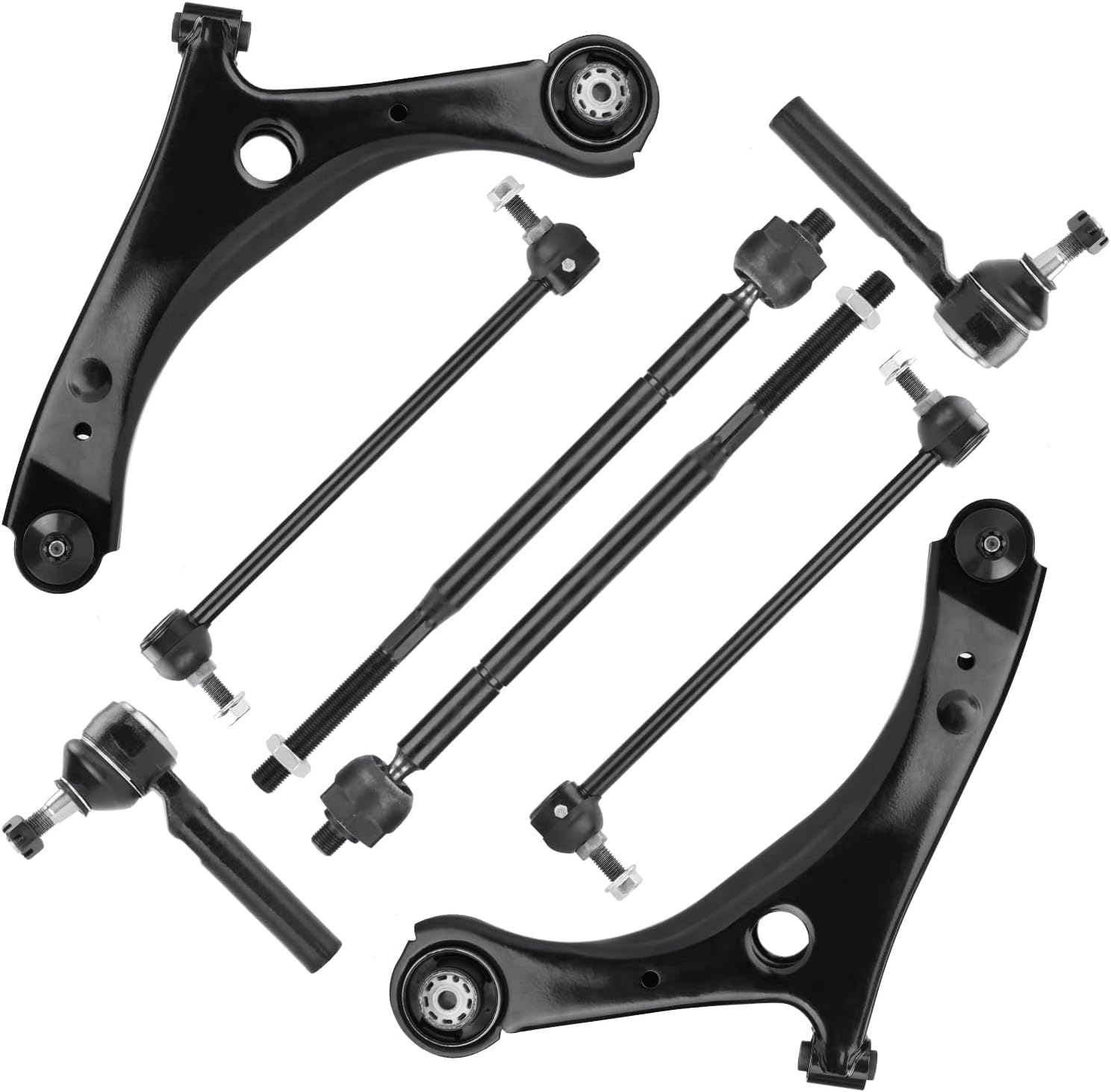 Front Lower Control Arms w/Ball Joints Tie Rods Sway Bars Replacement Suspension Kit for Town & Country 2008-2016, for Dodge Grand Caravan 2008-2018, for Volkswagen Routan 2009-2010(8PCS)