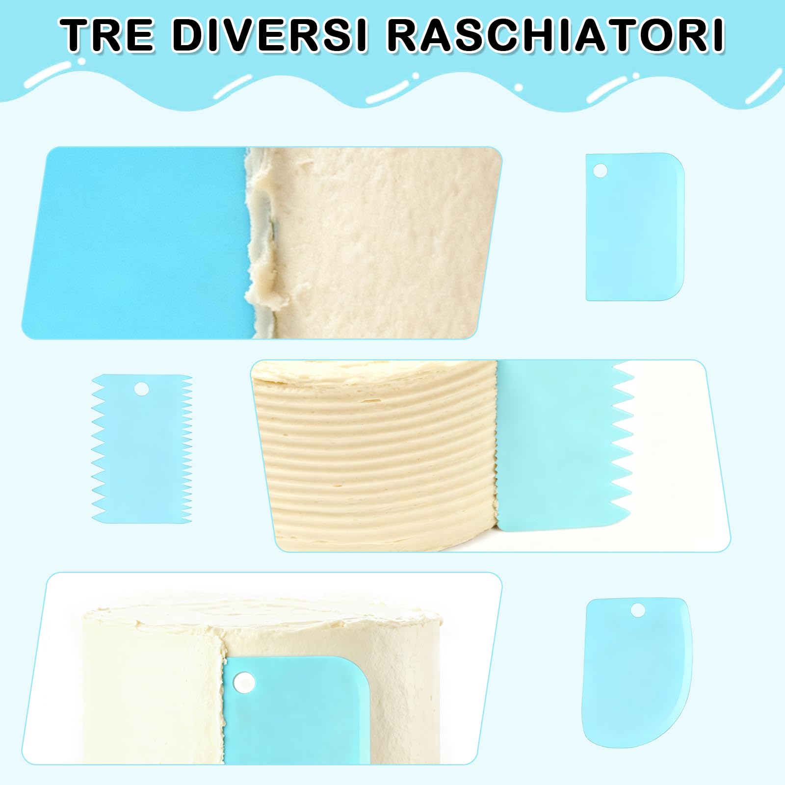 Kit per Decorare Torte, Piatto Girevole per Torte, Supporto Girevole per Torte con Palette Angolari, Raschietto, Pasticceria, 24x Punte, Pasticceria Accessori