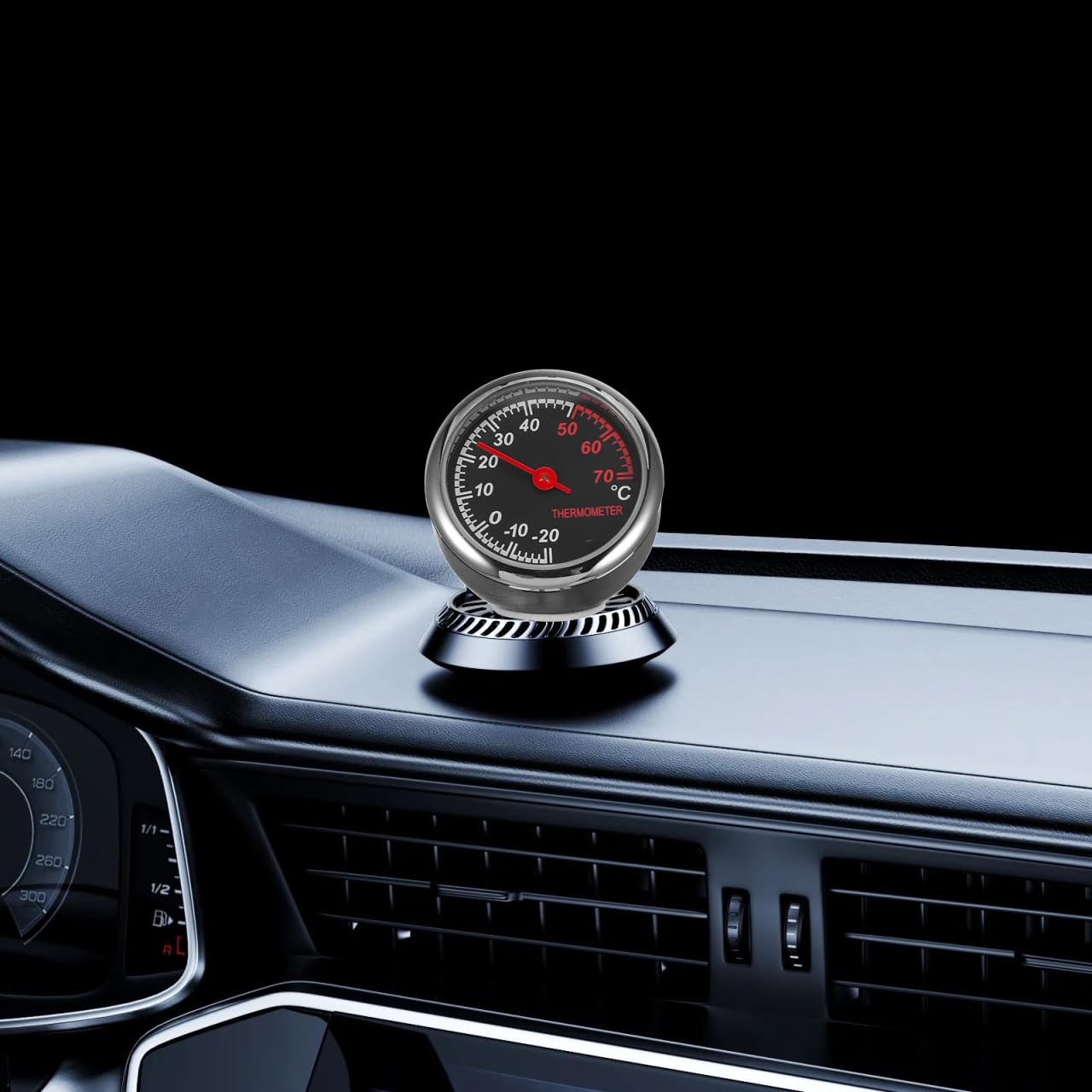 iplusmile Auto Thermometer Analog Mechanisch Mit Leuchtendem Stahlkernzeiger Mini Thermometer Für Armaturenbrett Auto Innenraum Temperaturanzeige Wasserdicht Staubdicht