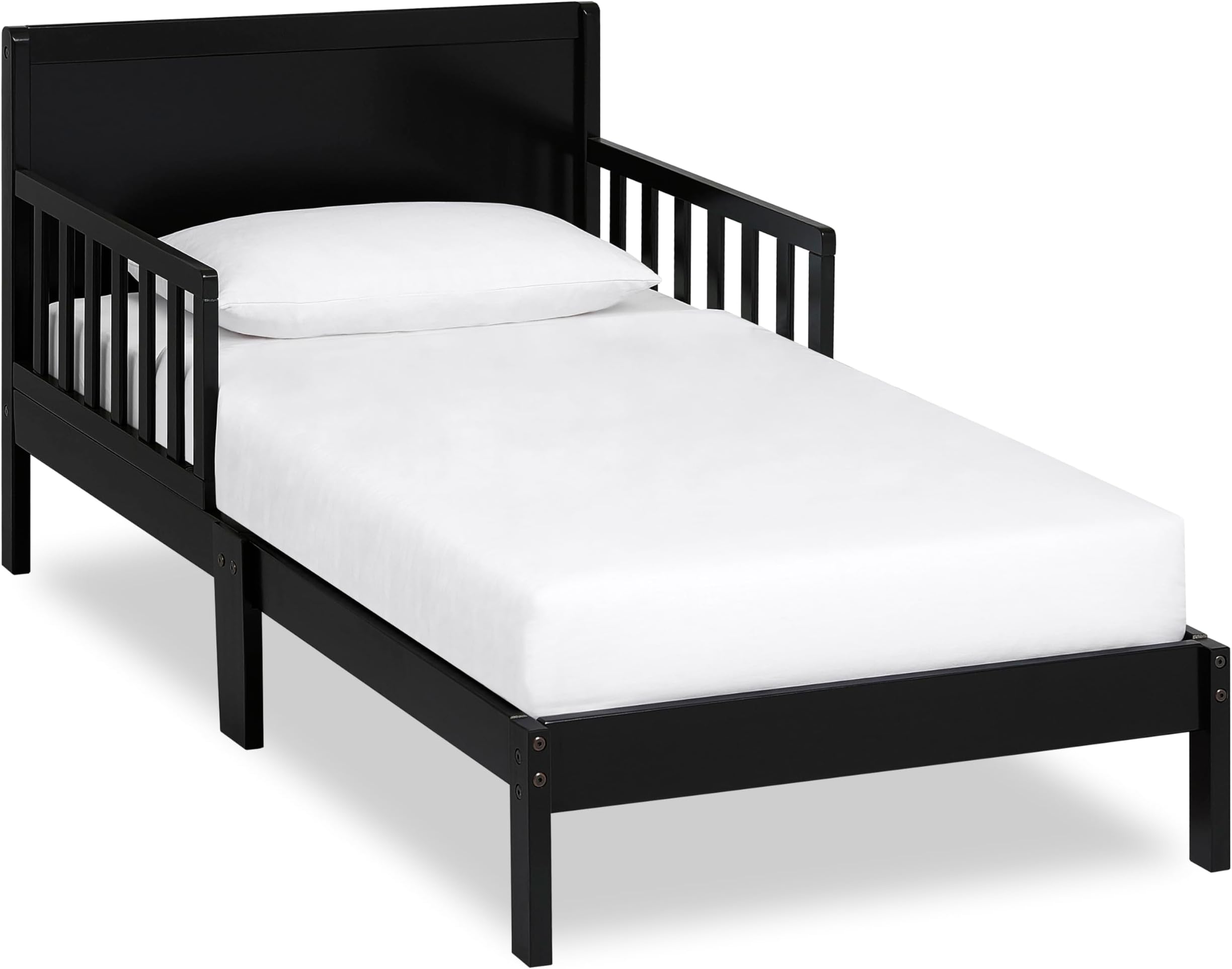 Dream On Me Brookside Toddler Bed, Low Floor Wooden Bed, Side Safety Bed Rails, GREENGUARD Gold & BSA Certified, Non-Toxic Paint Finish, New Zealand Pinewood, Up to 50 lbs - Black