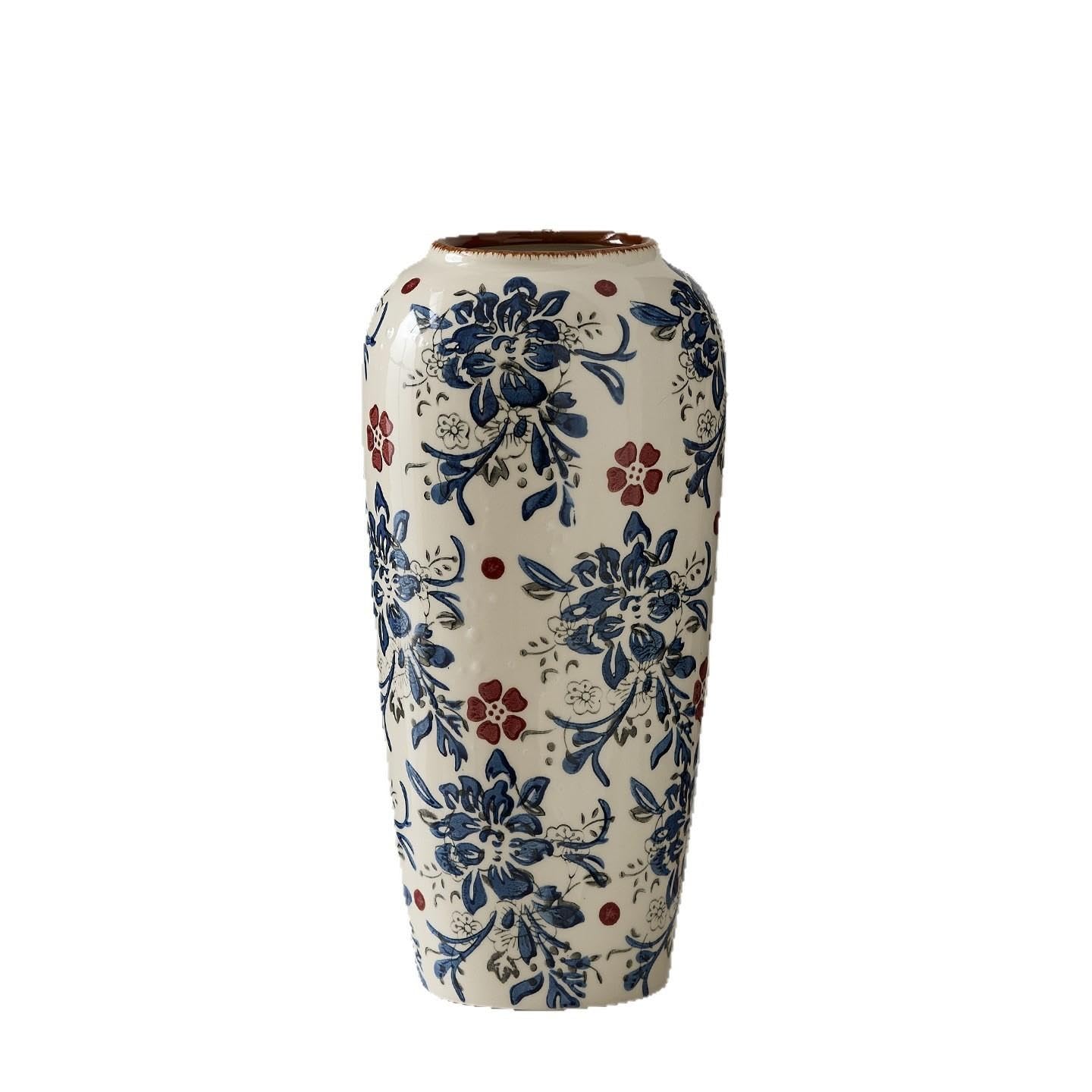 Ceramiczny wazon – ozdobny wazon na kwiaty, biało-niebieski wazon z chińskiej porcelany do dekoracji kwiatowej w domu i kuchni(B(29cm))
