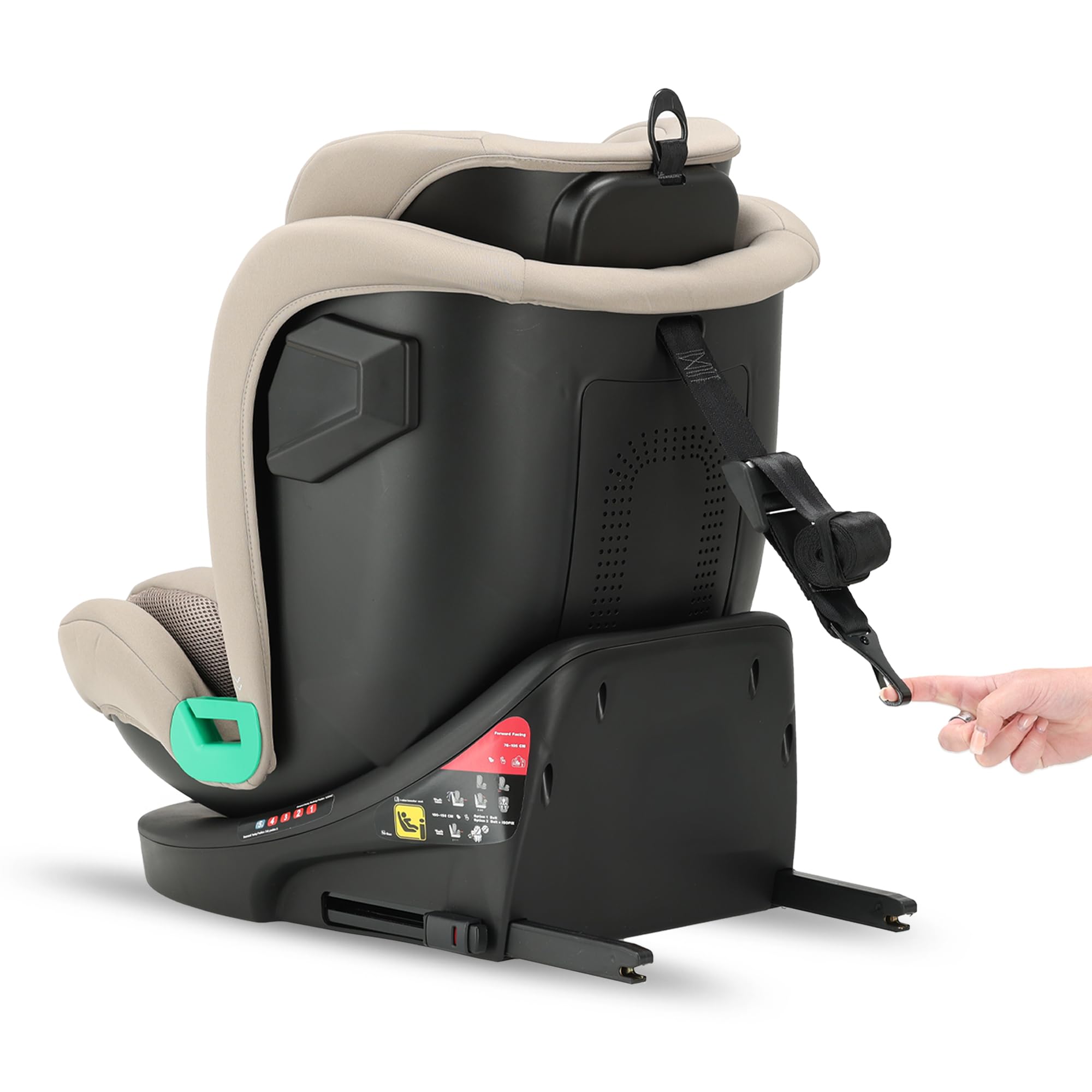 Deryan Colin i-Size Kindersitz 40-150 cm - Gruppe 0+/1/2/3, Drehbarer Autositz 360°, 0-12 Jahre (0-36 kg), Isofix, Gurtbefestigung, Seitenaufprallschutz, Verstellbare Kopfstütze (Nougat)