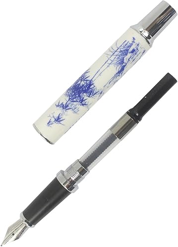 Miniatura 5 de XIAOYU 2PCS Jinhao 950 Pluma estilográfica de porcelana azul y blanca punta media 18KGP - bambú y loto
