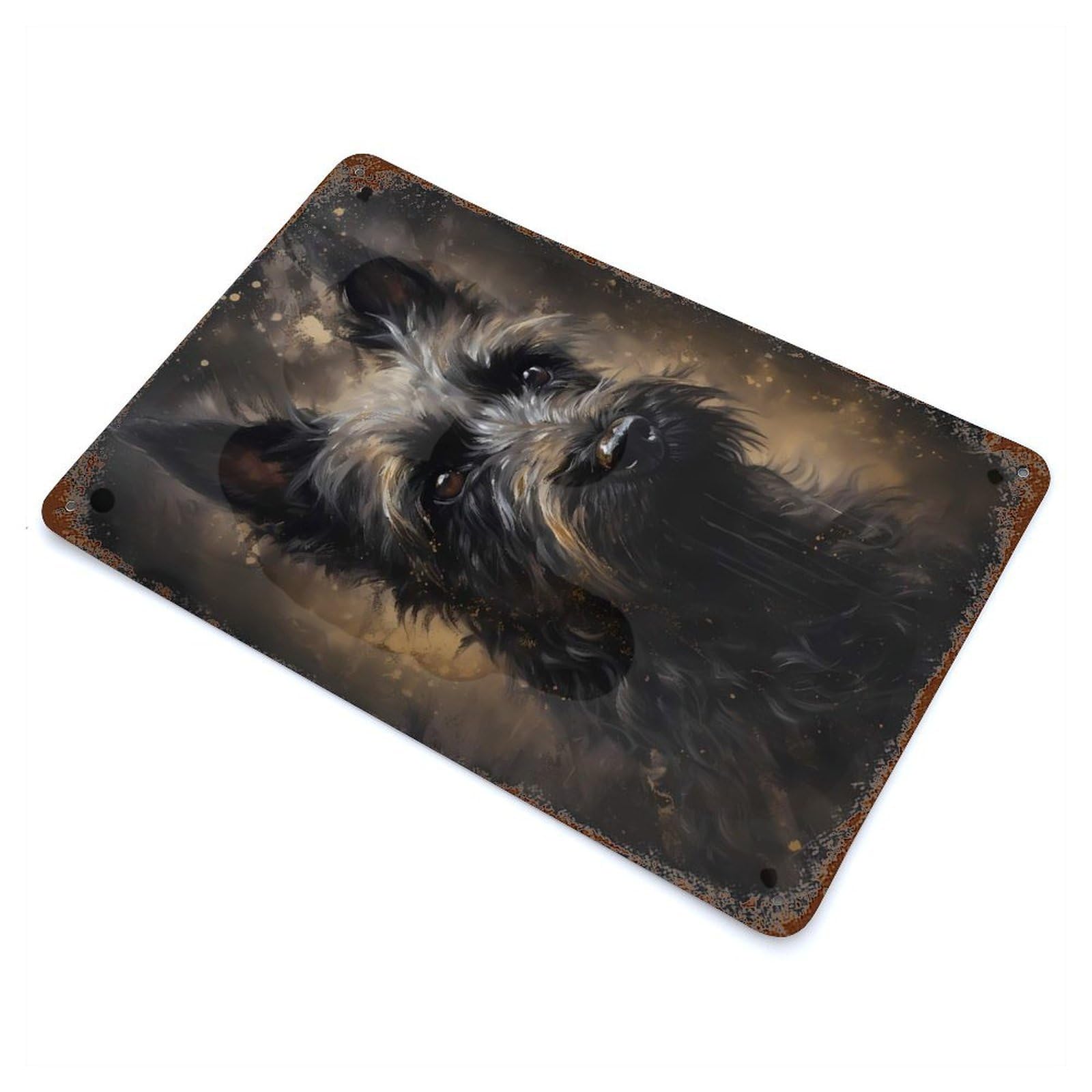 Miniature Schnauzer Dog 11.8"x7.9" Rusty Metal Tin Sign, Farmhouse Wall Decor for Office, Studio And Wall Decor