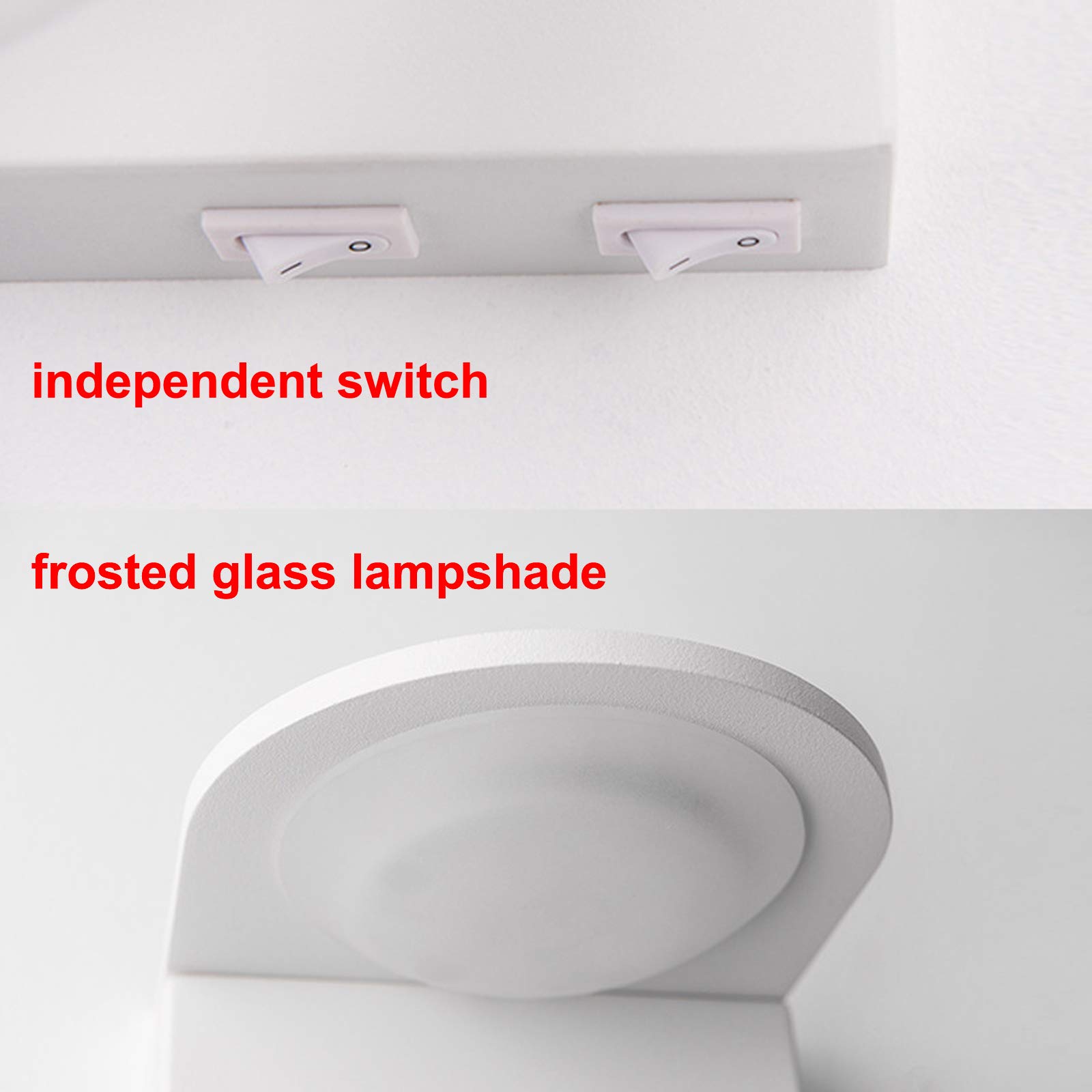 Lámpara de pared Lámpara de pared con estante, Lámpara de cama con USB, con foco de lectura ajustable, Foco de pared ajustable con interruptor, Lámpara de lectura de cabecera LED, 3W + 5W, Blanco