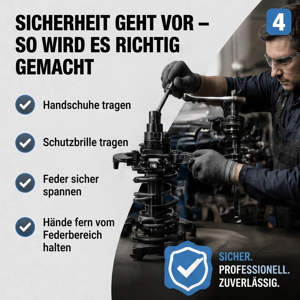 Juego de tensores de muelles de seguridad profesional para amortiguadores de coche y suspensión – tensor de suspensión universal McPherson 2300 kg – Herramienta especial para montaje de