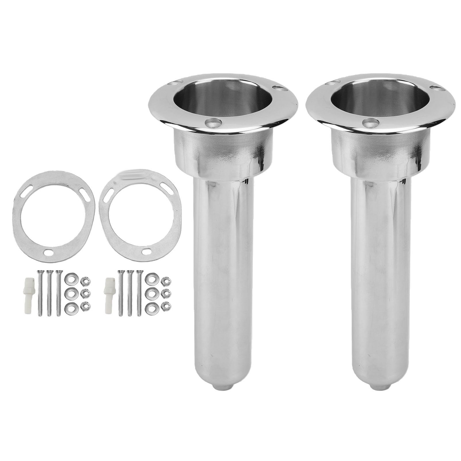 Luocute Portacanna da Pesca da Barca a Incasso, Supporto per Canna da | Acciaio Inox 316 Lucido, Testa da 78 Mm, Flangia 0/15/30°, Fori e Fermo