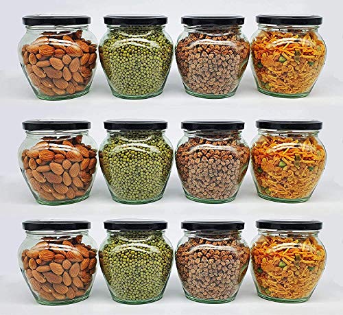 Image of Glass Storage Jar with Airtight Lid | Transparent Glass Container for Kitchen Use | Leak-Proof, BPA-Free Jar for Spices, Pickles, Dry Fruits & More (Pack of 6 Jar)