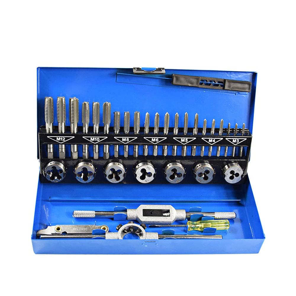 Juego de 32 machos y terrajas M3-M12, Brocas métricas para roscar y Trabajar el Metal, Herramientas manuales, Llave de machos de Acero de aleación.