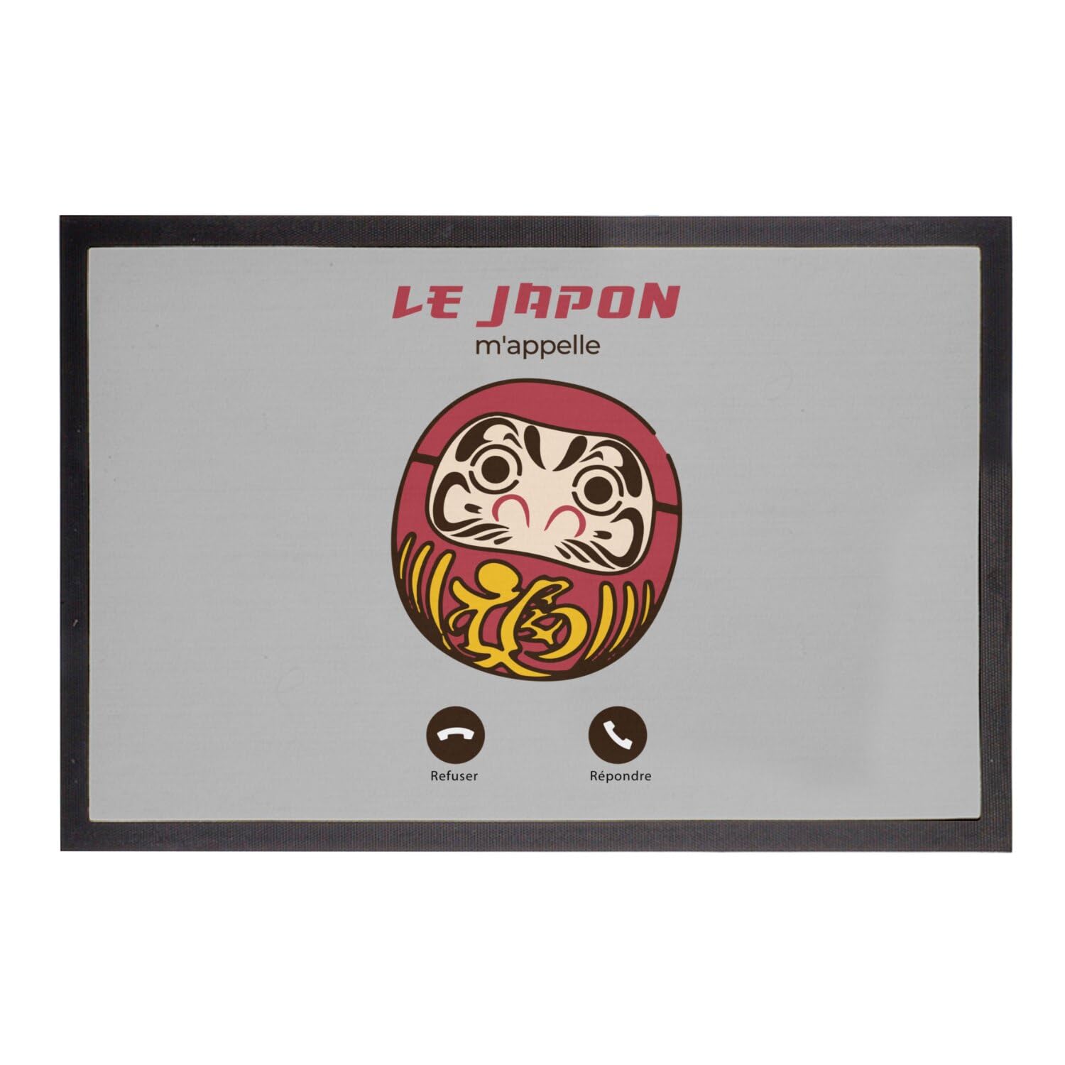 Paillasson gris 75x50 cm tapis propreté entrée motif Japon