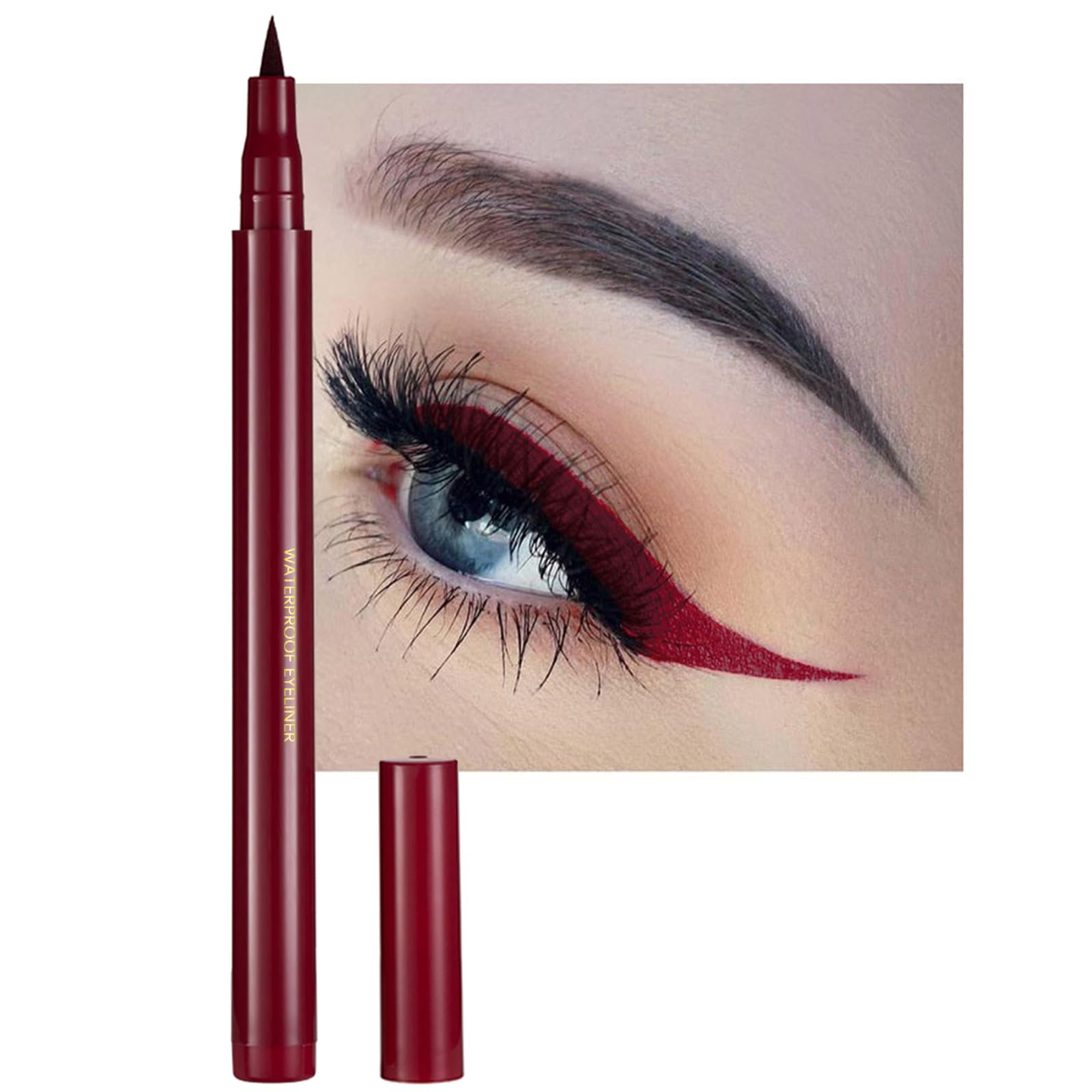 DekRion Liquid Eyeliner, Eyeliner Liquid, Long-lasting Colored Eyeliners, White Black Red Brown Green Purple Waterproof High-pigmented Colorful Eyeliners for Eye Makeup,1PC