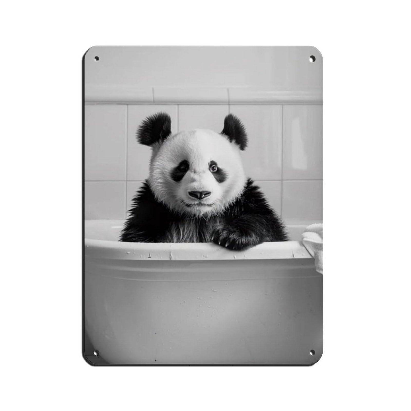 Panda in The Bathtub, Funny Animal Poster (4) Tin Sign Vintage Metal Pub Club Cafe Bar Home Wall Art Decoration Poster Retro 12x16inch(30x40cm)