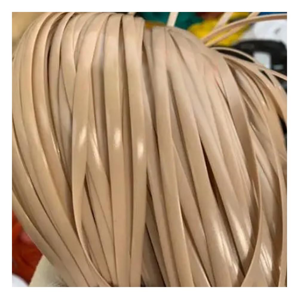 homeemoh 5mm Flat Synthetic Rattan Weaving Material, 50 Meters Plastic Rattan Roll Wicker Repair Kit for DIY Home Furniture Basket (Khaki)