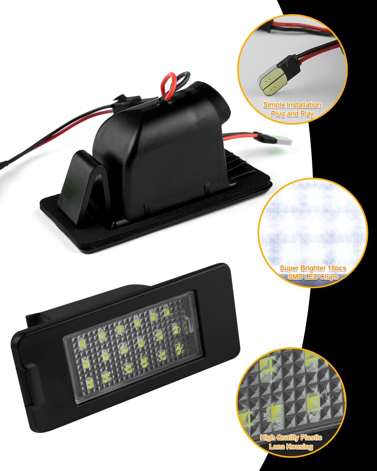 LED License Plate Lights Tag Lights Compatible with 2015 2016 2017 2018 2019 2020 Chevy Tahoe Suburban GMC Yukon XL Cadillac Escalade ESV 18-SMD LED 6000K