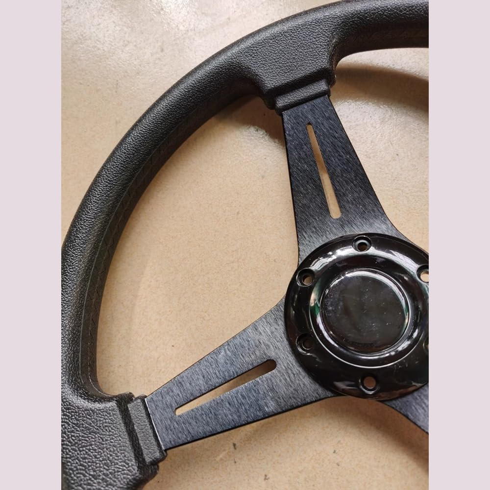 Volante Sportivo Auto,Volante da Corsa Modifica auto Volante PU da 350 mm competizione personalizzato Strumenti for volante Accessori(Silver)