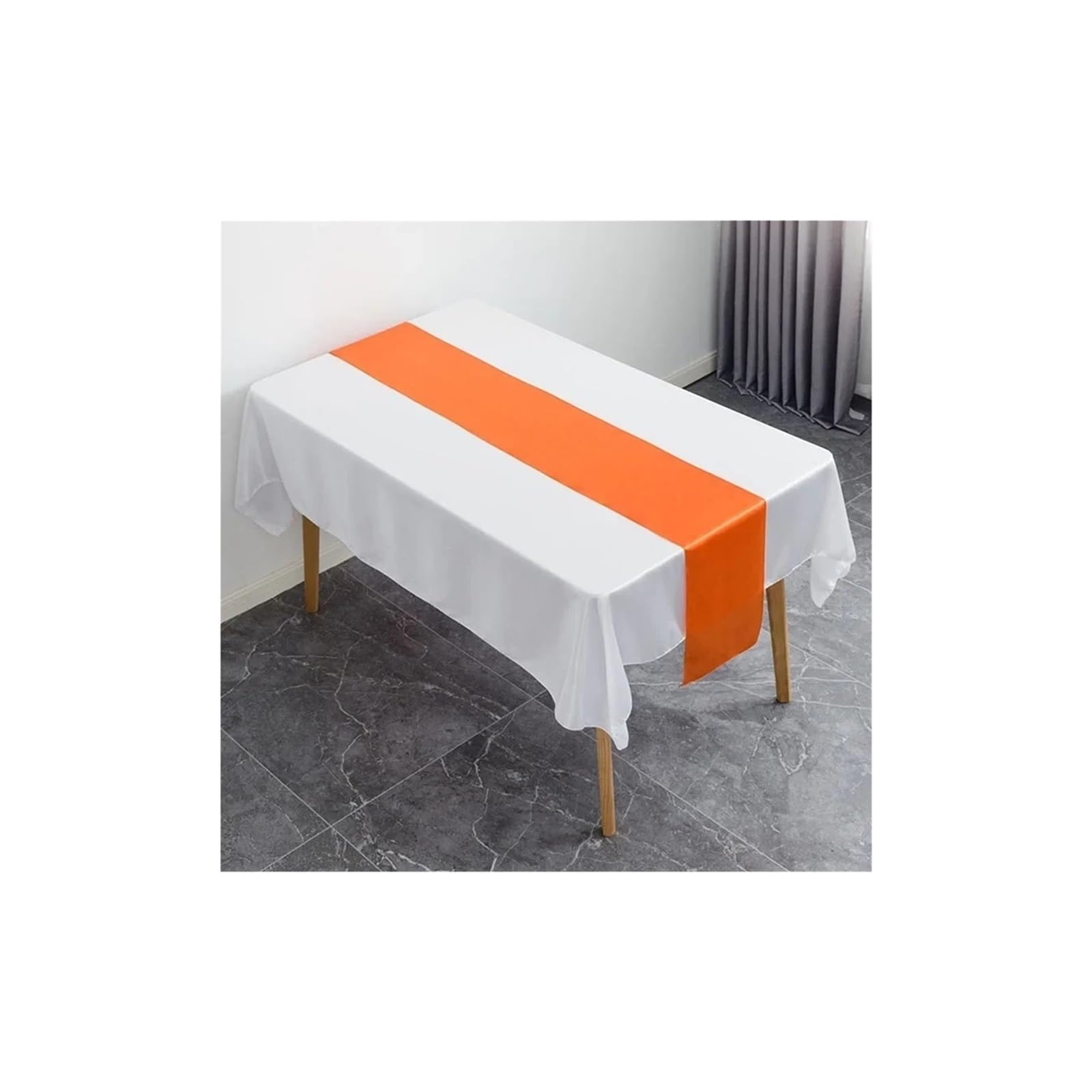 Table Runner 6PCS Table Runner Satin Shiny Colour Wedding Decoration Hotel Birthday Party Show Banquet(Orange)