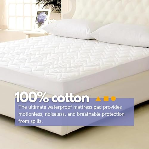 Miniatura 8 de Down Etc Lily Pads - Protector de colchón acolchado impermeable con falda bajera, tamaño King, color blanco
