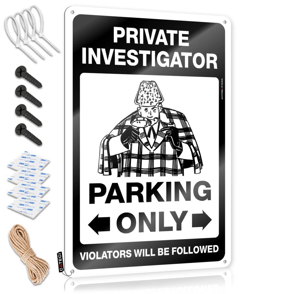 KRAZMURONGD Metal Bar Signs Private Investigator Parking Only Tin Sign Beer Tin Signs Vintage Sets Bar Stuff For Man Cave(30X40CM)