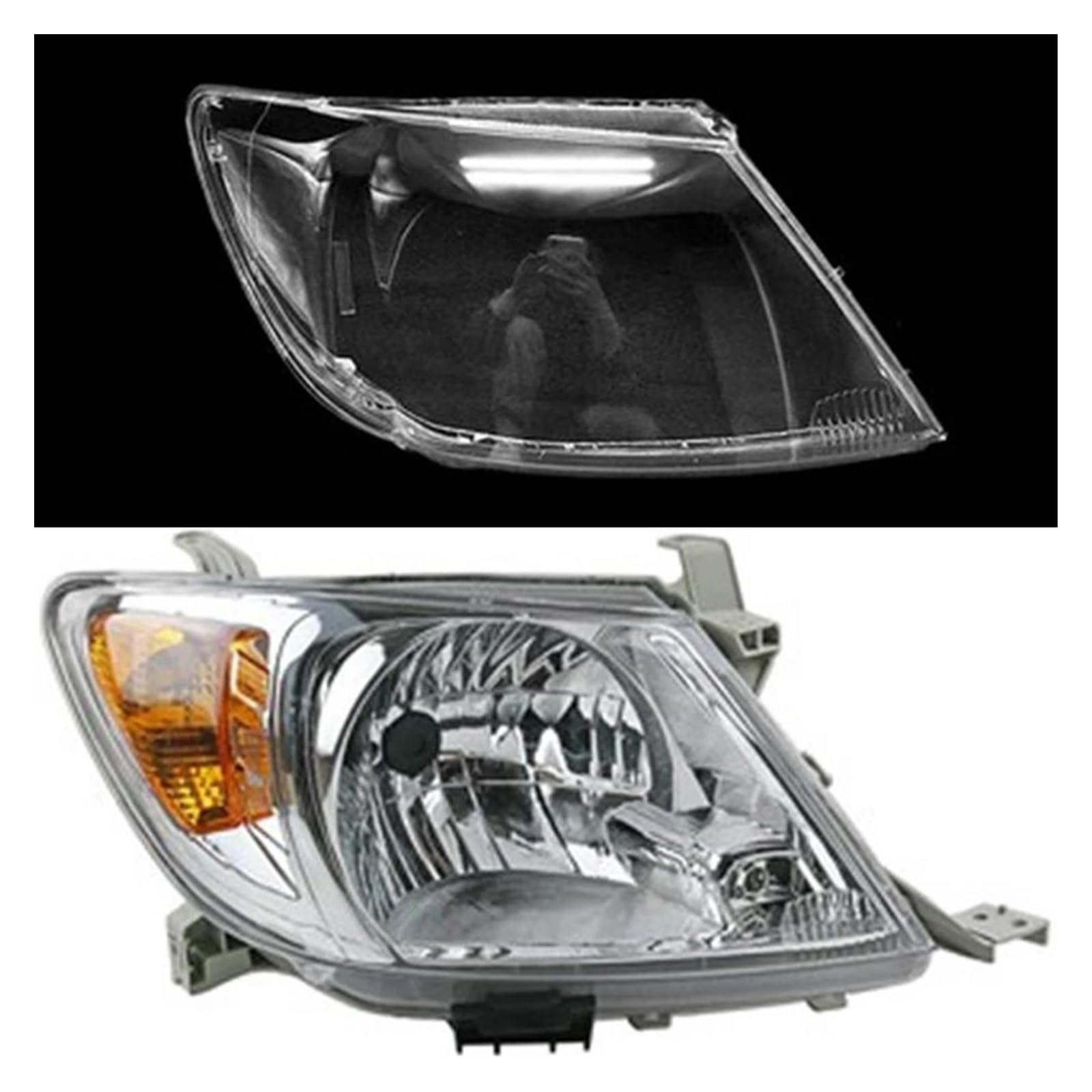 Coche Lámpara Cubierta Para Toyota Para Hilux Para Vigo 2005 2006 2007 2008 Lámpara Faro Transparente Pantalla Carcasa Faro Lente Plexiglás Reemplazar Pantalla(Derecha)