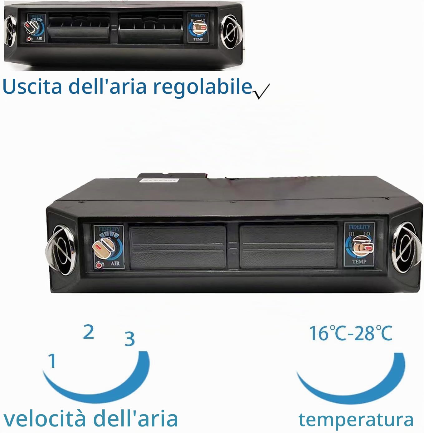 Kit condizionatore d'aria sotto il cruscotto per auto 12V – AC di raffreddamento universale per furgoni, camper, camion, motorhome, barche e autobus – Soluzione compatta per climatizzazione auto