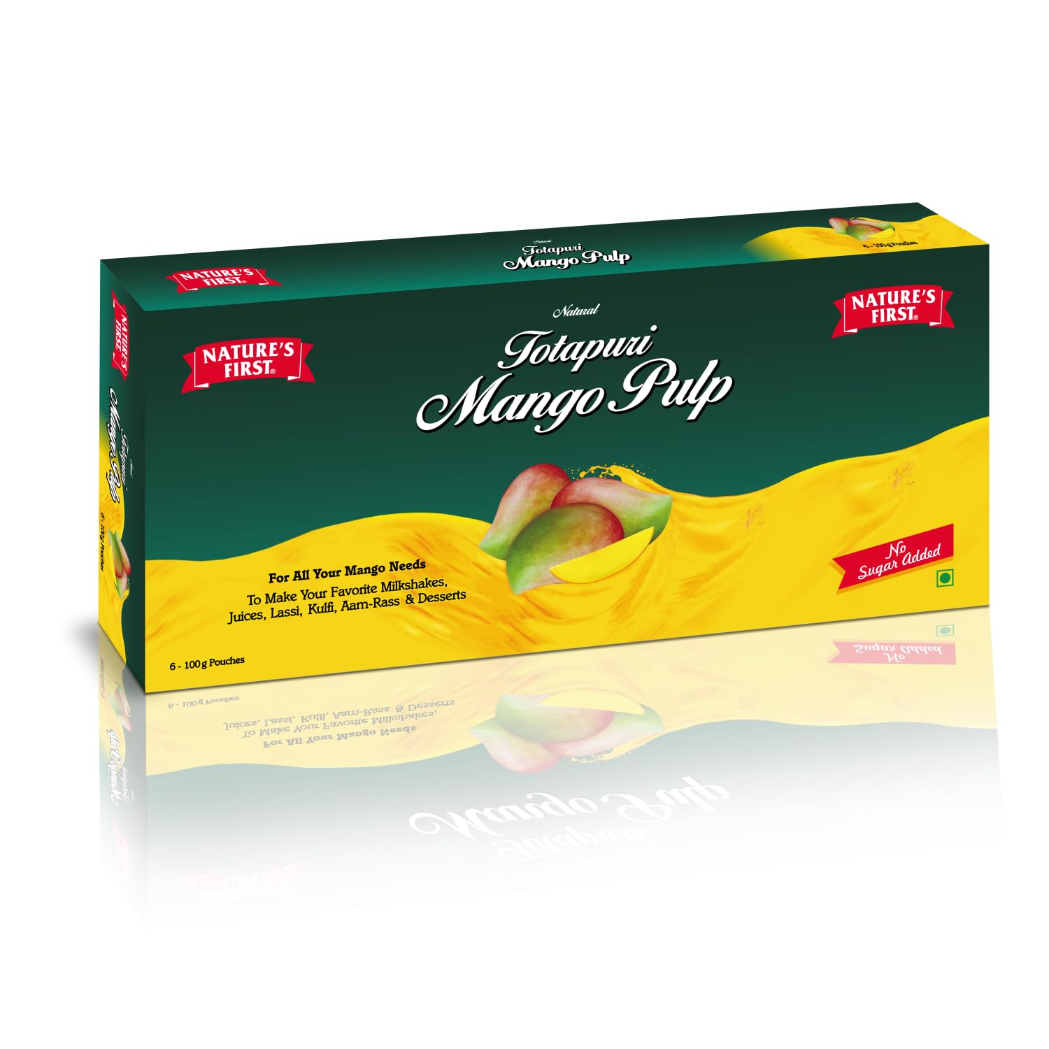 Natures First Totapuri Mango Pulp 100 Grams (Pack of 6), Festival Gift Box, with Pure Mango Goodness, Natural Sweet Flavor for Dessert, Shakes, Lassi, Smoothies, Fruit Juice (B07JZ7TV56) Amazon Price History, Amazon Price Tracker