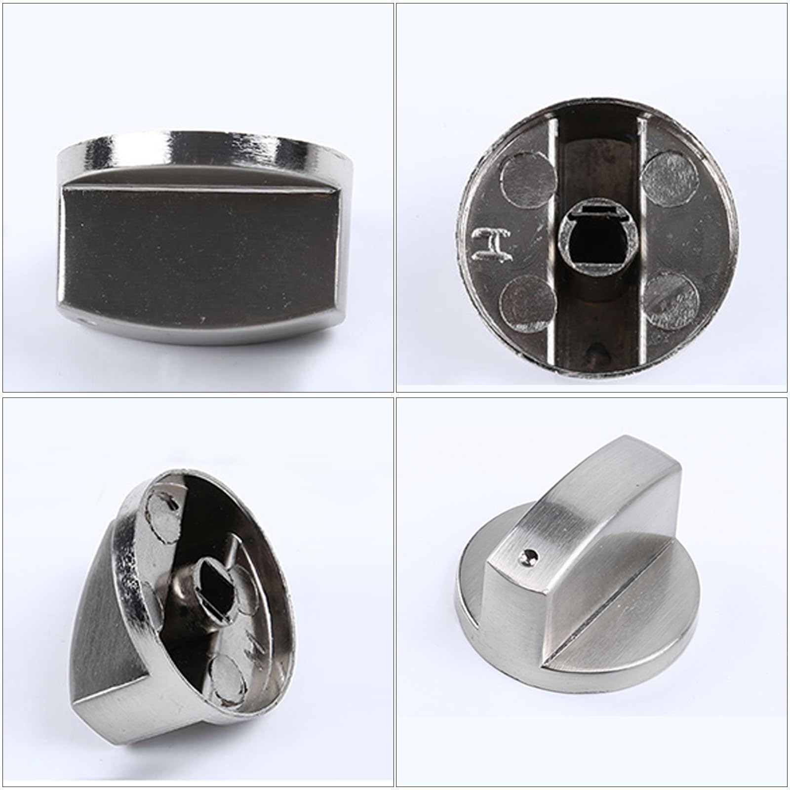 Gałki do kuchenki gazowej, srebrne, 4 szt. gałki do kuchenki gazowej, 6 mm, uniwersalne gałki do kuchenek, wymiennych, metalowych, do kuchni, kuchenek gazowych, piekarników, kuchenek