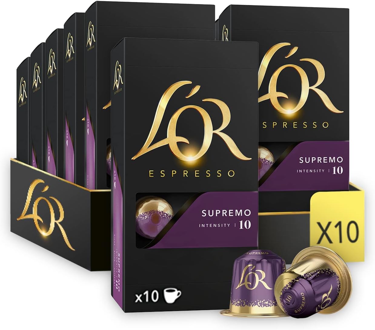 L'OR Espresso Supremo Coffee Pods x10 Intensity 10 Pack of 10, Total 100 Capsules