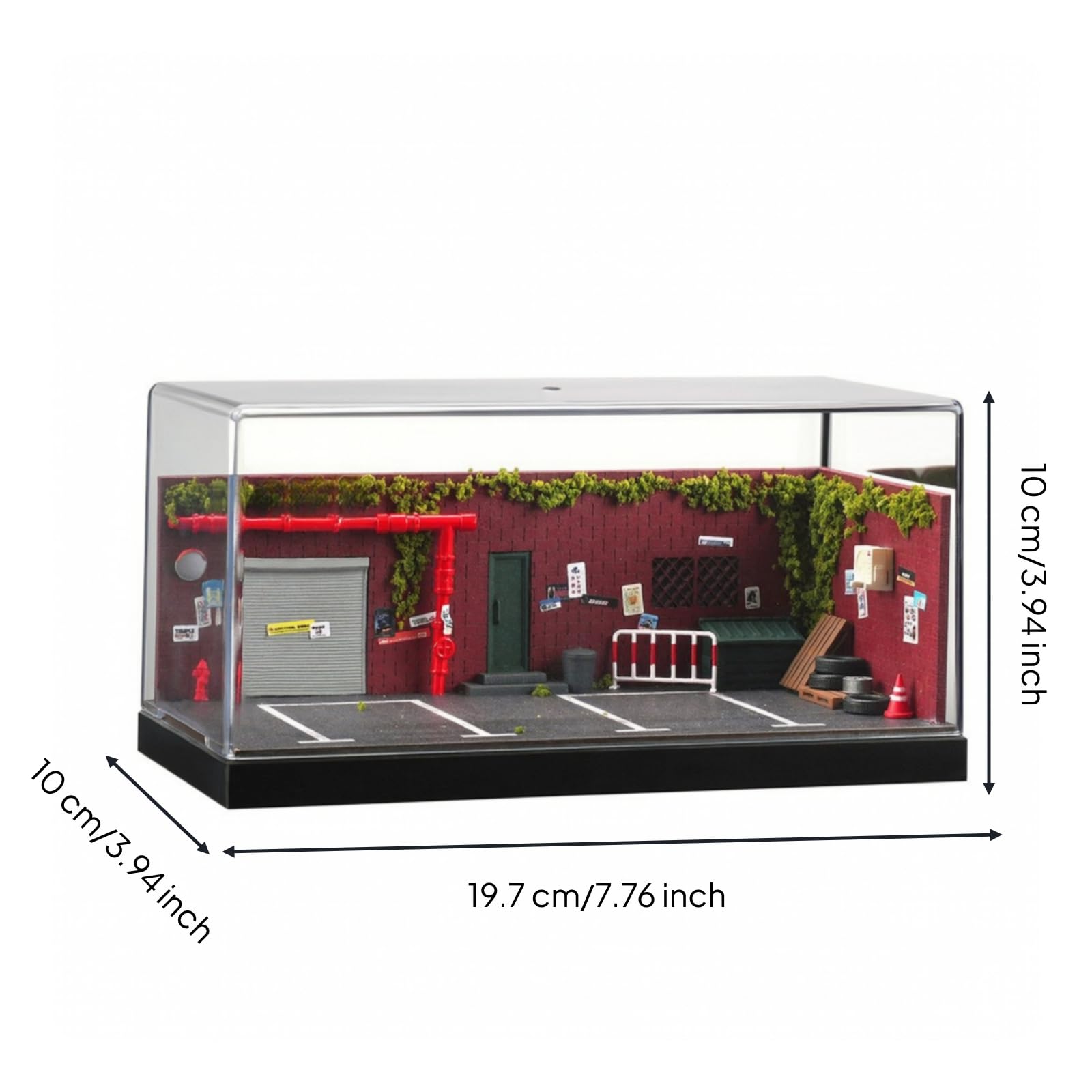 kowaku Modello 1:64 di Magazzino Storico Compatto Parcheggio 1:64 Resistente Espositore con Copertura in Acrilico per Collezionisti, Scrivania