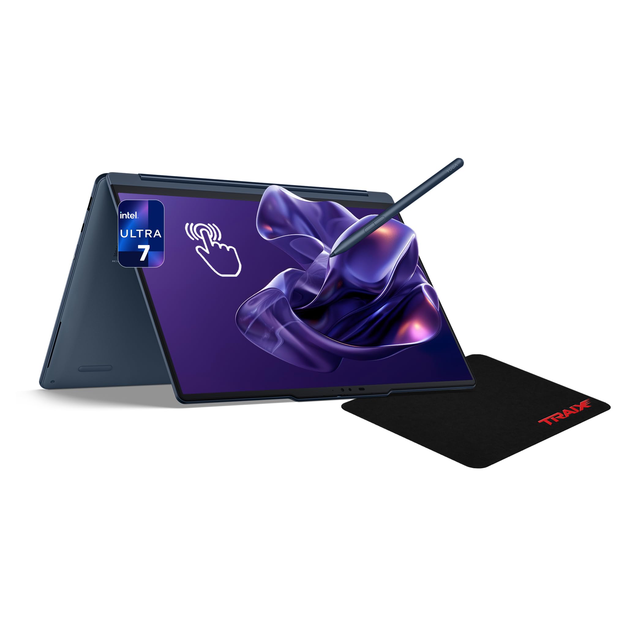 Yoga 9i 2-in-1 Aura Edition Laptop, Intel Ultra 7-355, 32 GB LPDDR5x RAM, 1 TB PCIe SSD, 14" 3K (2880X1800) Touchscreen, Intel Graphics, Backlit Keyboard, W11 Home, Cosmic Blue+Traix Mousepad