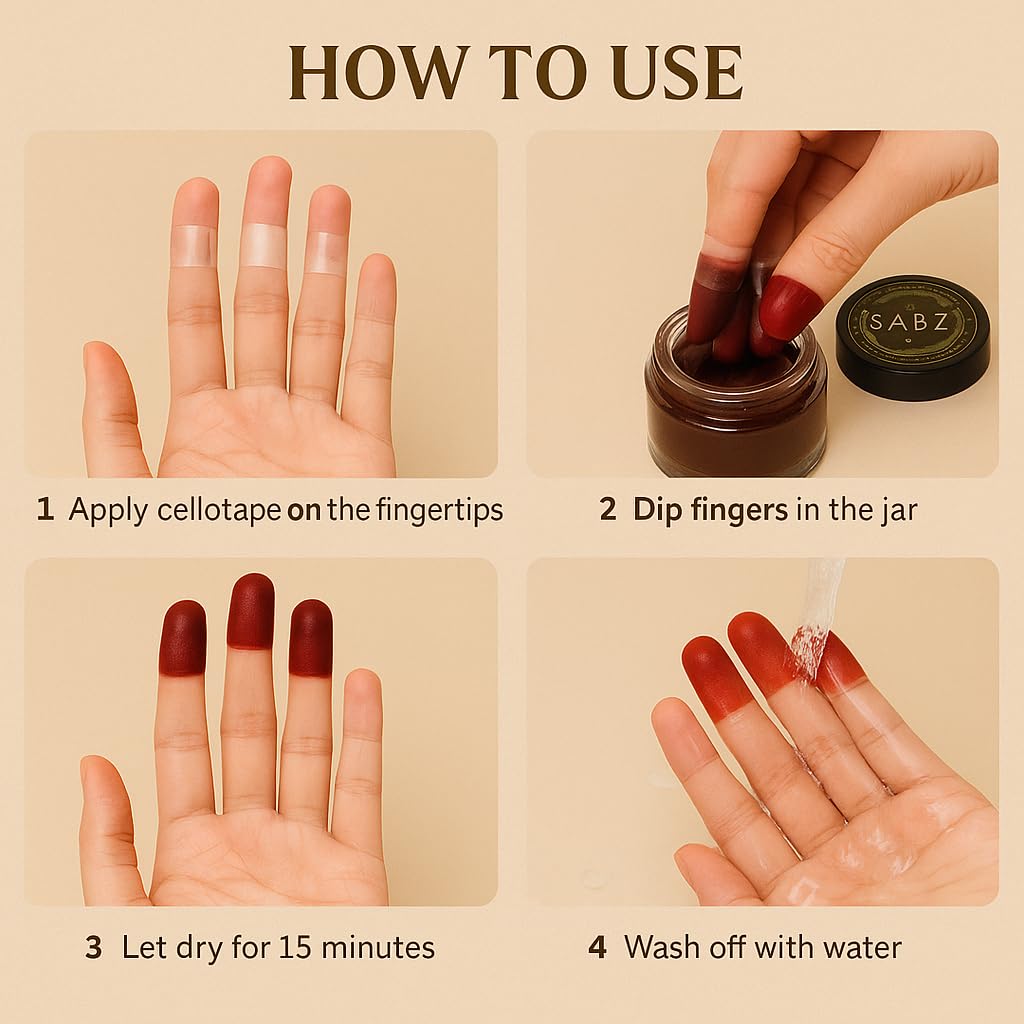 Sabz Organics Natural Dip Henna For Dark Mehendi Stain | Instant Mehendi Paste For Fingertips | Ready-to-use Dark Colour Heena Dip (Organic) 2