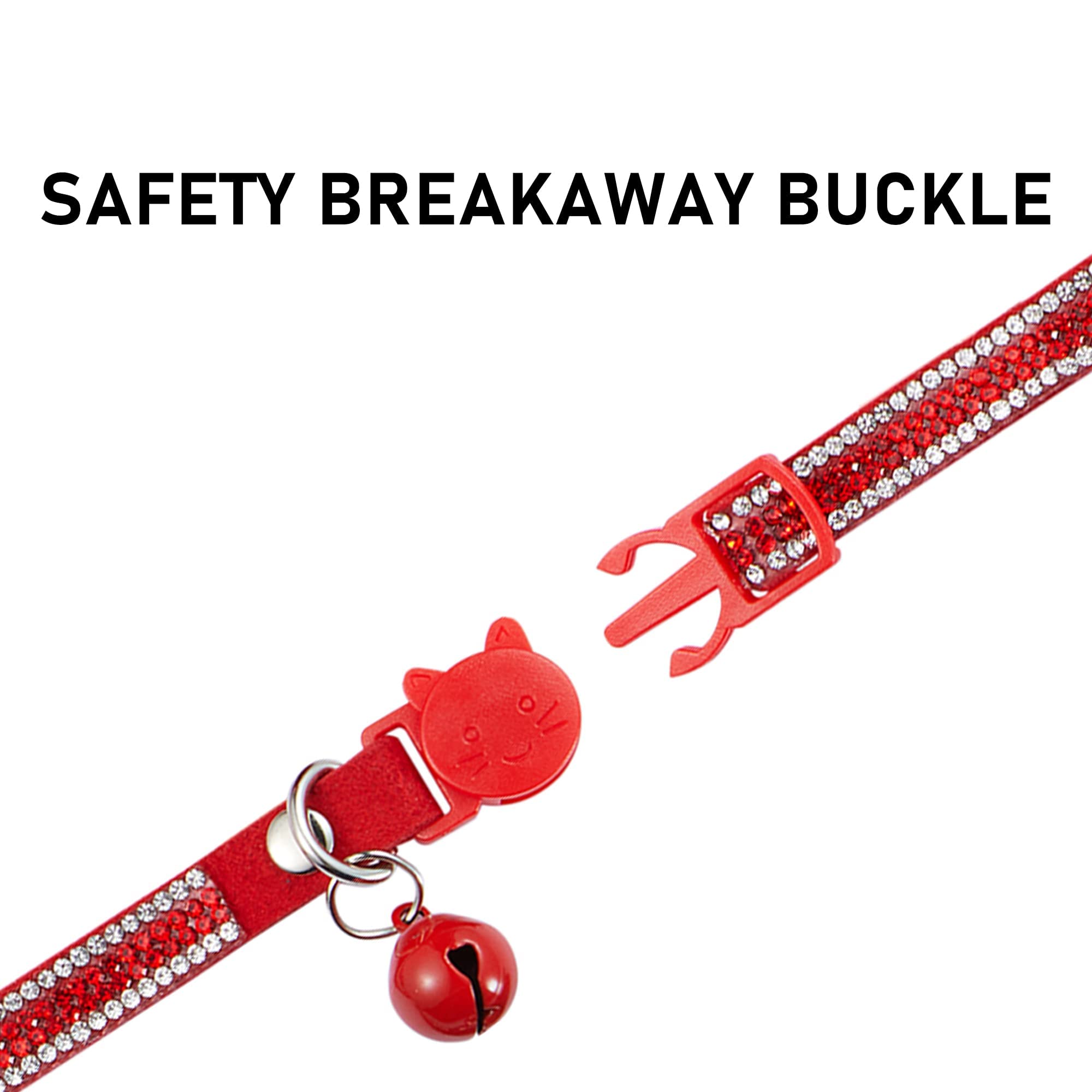 Collare Per Gatti In Velluto Con Campana E Strass - Chiusura A Strappo Sicura | Regalo Per Gattini Femmine E Maschi - Foto 7