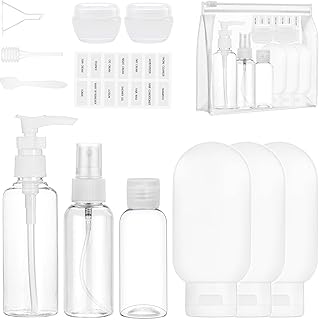 Maggidea 12PCS Travel Bottles for Toiletries, Leak Proof Refillable Squeezable, Empty Containers with Bag for Toiletries, Cosmetic, Shampoo, Conditioner, Lotion