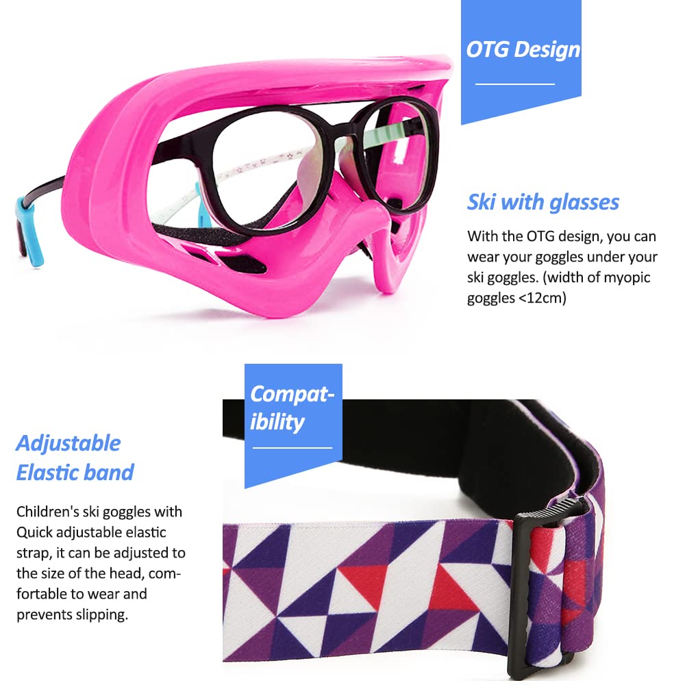 Tyuodna Kid Ski Goggles, 100% UV Protection Anti-fog Skiing Snowboard Goggles, Skiing Snowboarding Goggles of Dual Lens for 3-12 Years Boys and Girls, for Cycling Riding/Climbing/Skiing