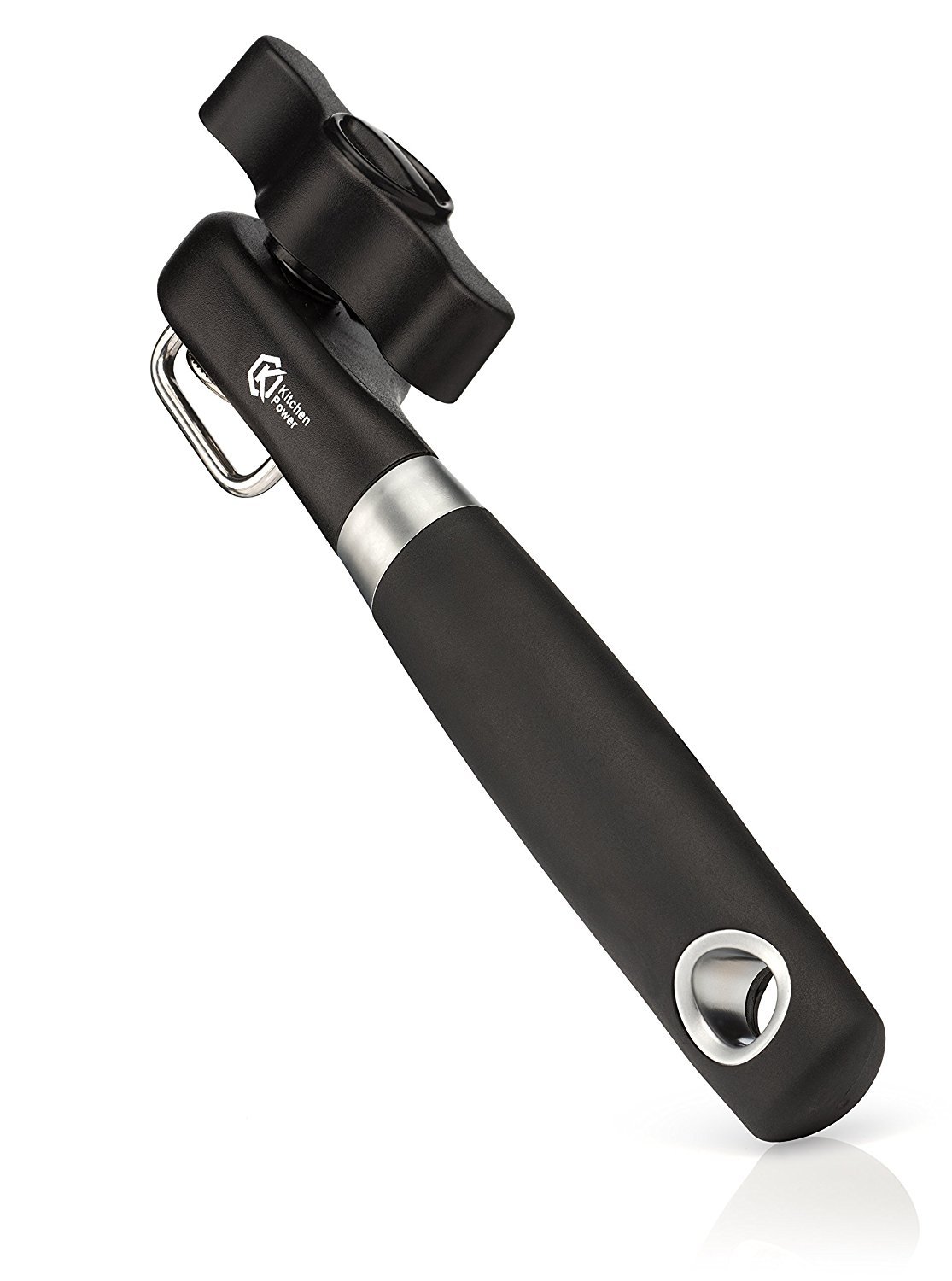 Manual Food Safe Stainless Steel Can Opener with Ergonomic Non Slip Handle Sharp Cutting Wheel for Smooth Edges-Portable Lid Lifter