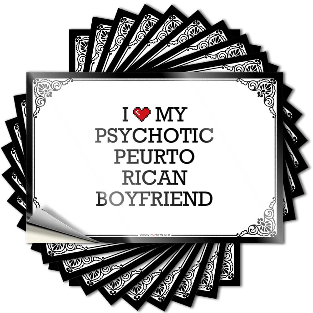 Punk, Saying Water I Love My Psychotic Peurto Rican Boyfriend | Sports Room Decor Indie Aesthetic(8X12CM)