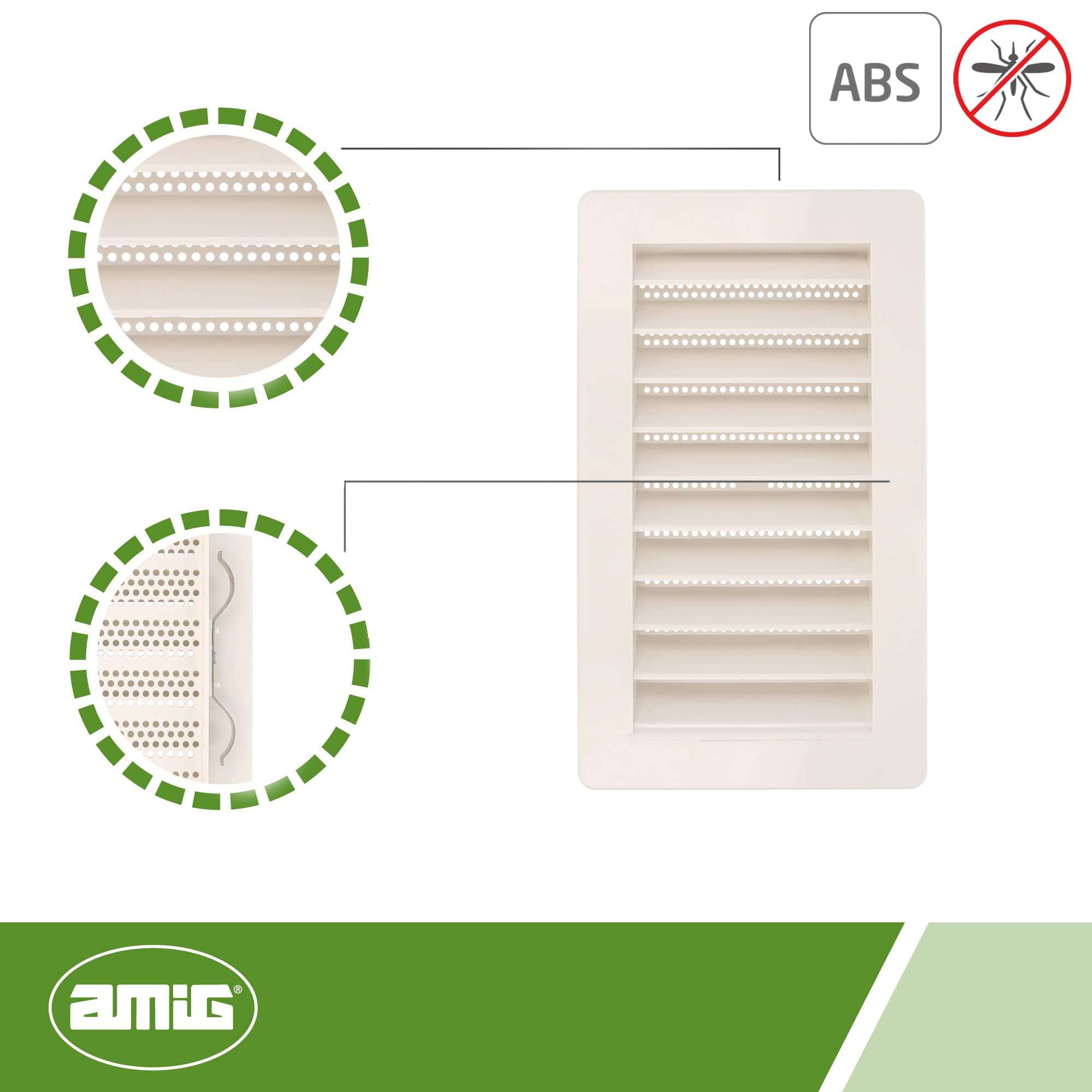 Amig, Rectangular Plastic Grille with Mosquito Net, Ventilation Grills for Air Outlet - Image 4