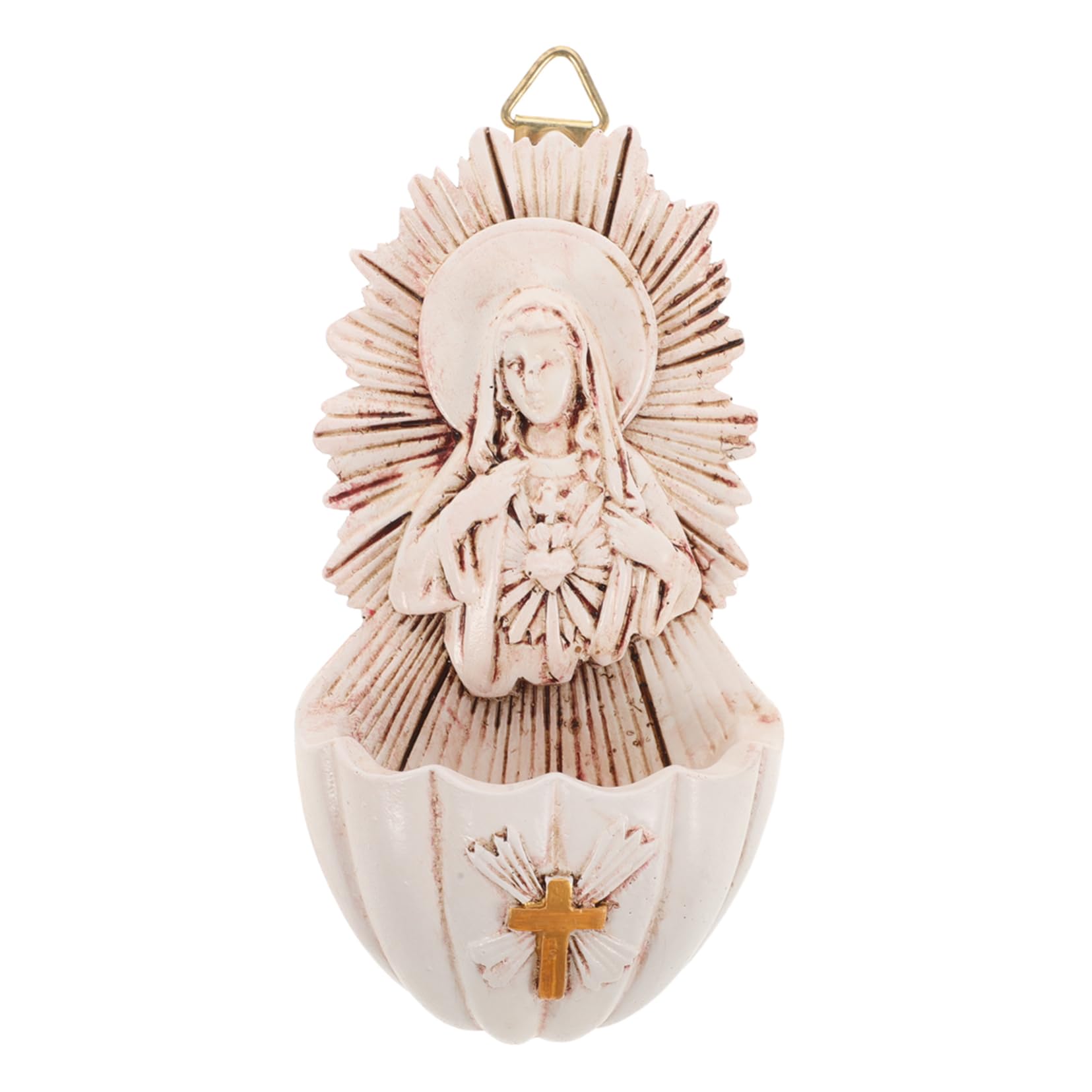 Bénitier Mural En Résine - Décoration Catholique Avec Motif Guadalupe - 20x8,5x3,5 Cm - Pour église Ou Décoration D'entrée - 3