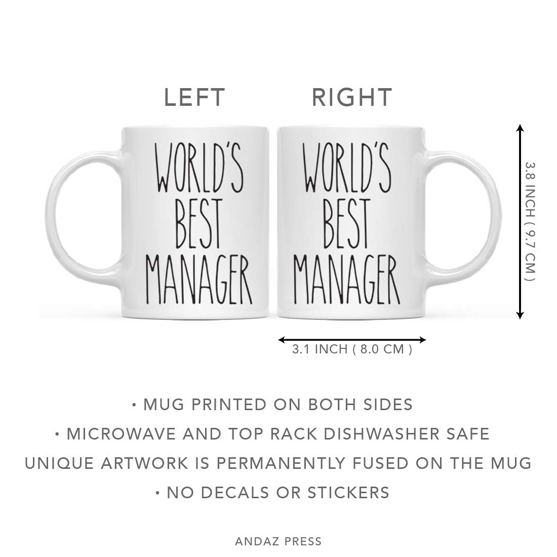 Andaz Press 'World's Best Baker' Ceramic Mug – 11oz Farmhouse Style Coffee Cup With Gift Box - View #12
