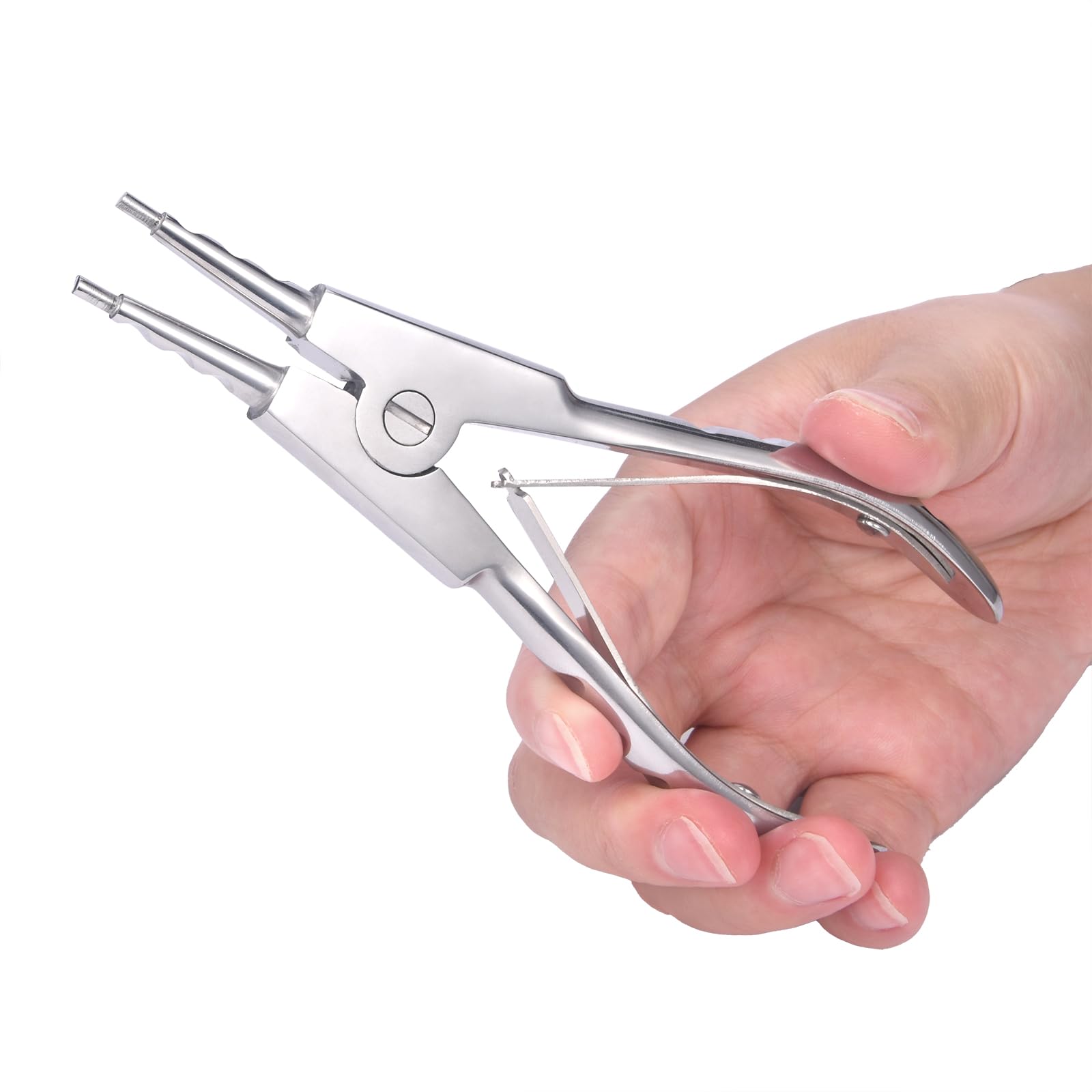 Piercingline, Piercinggereedschap, roestvrij staal, tang voor het openen en sluiten van de ring, model naar keuze, roestvrij staal, zilver, PG01 Piercingline, Piercinggereedschap, roestvrij staal, tang voor het openen en sluiten van de ring, model naar keuze, roestvrij staal, zilver, PG01