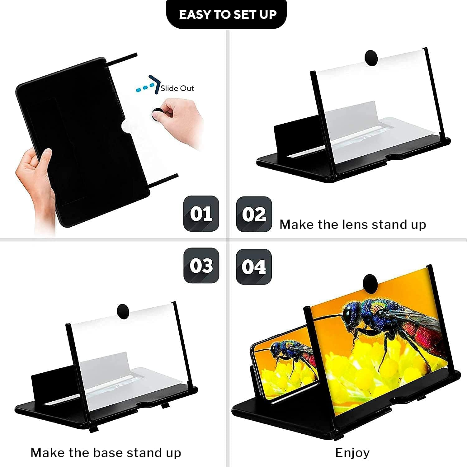 18 pollici ingranditore schermo smartphone,3D HD lente ingrandimento smartphone, Amplificatore schermo cellulare, anti- blu per tutti gli smartphone (18 pollici)