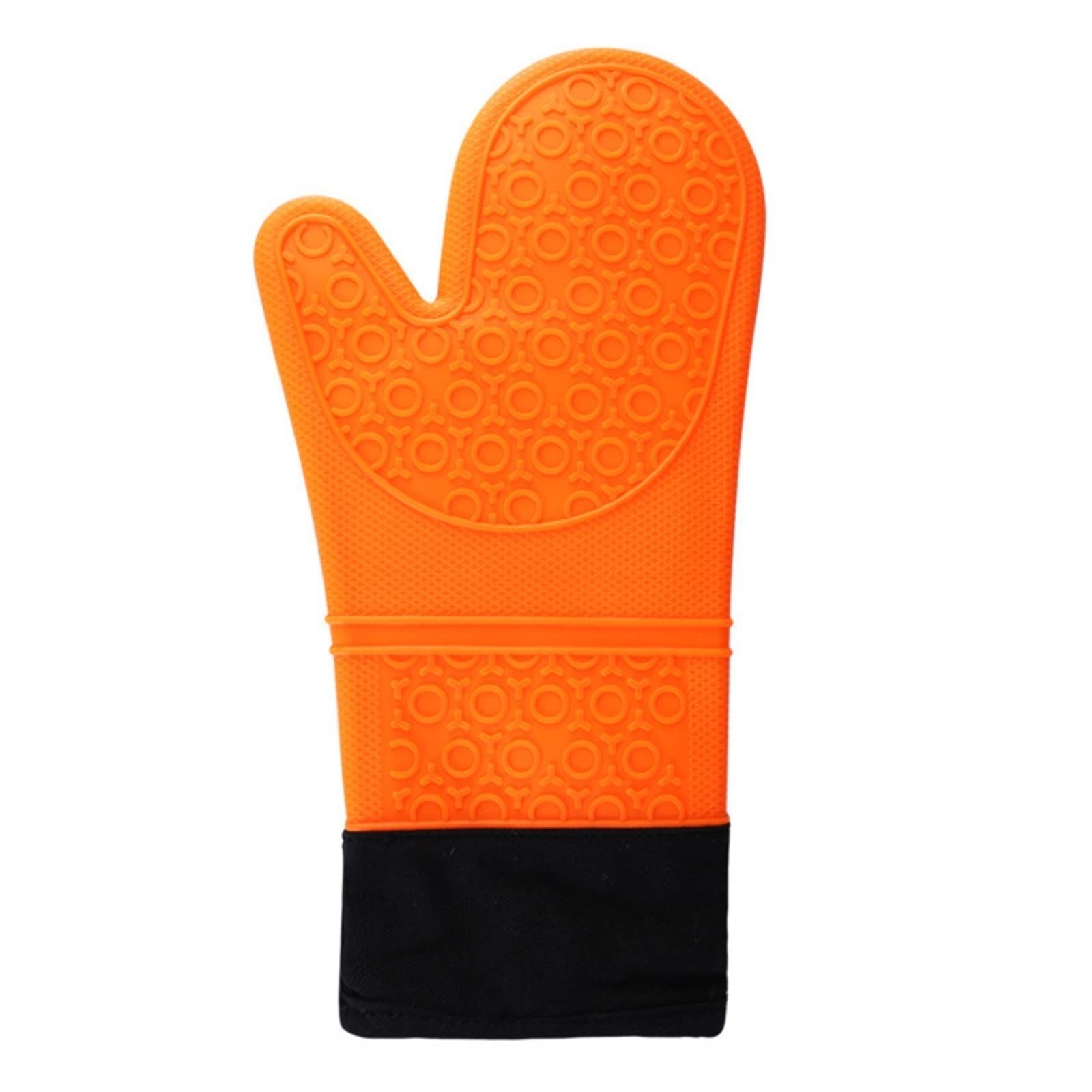Gants en Silicone résistants à la Chaleur, Longs Gants en Coton for Micro-Ondes, Four, Cuisine, pâtisserie, Barbecue(Orange)