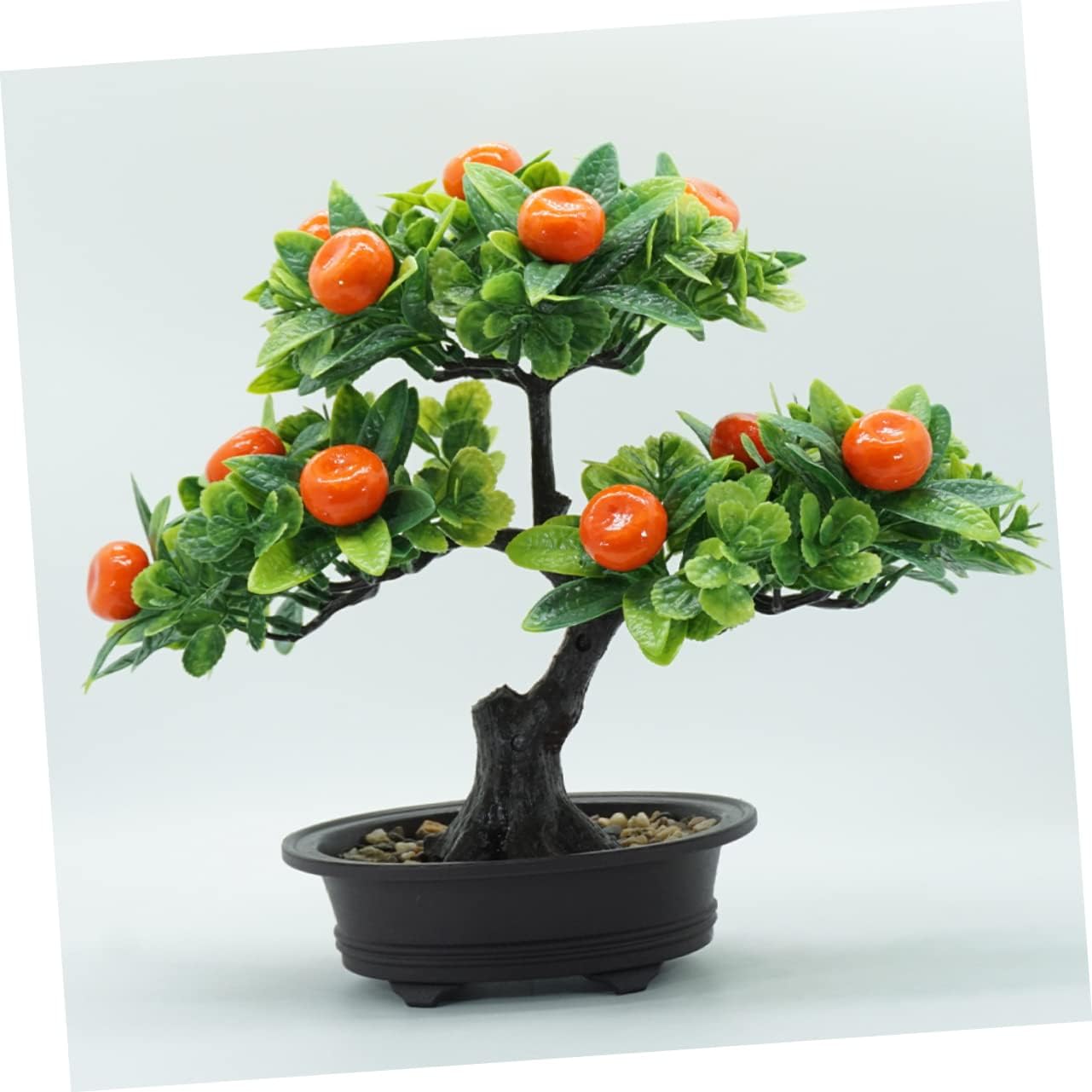 2pcs Artificial Fruit Tree Bonsai Realistic Simulation Potted Fake Fruit Decor for Home and Office Desk Decoration Indoor Faux Greenery Arrangement